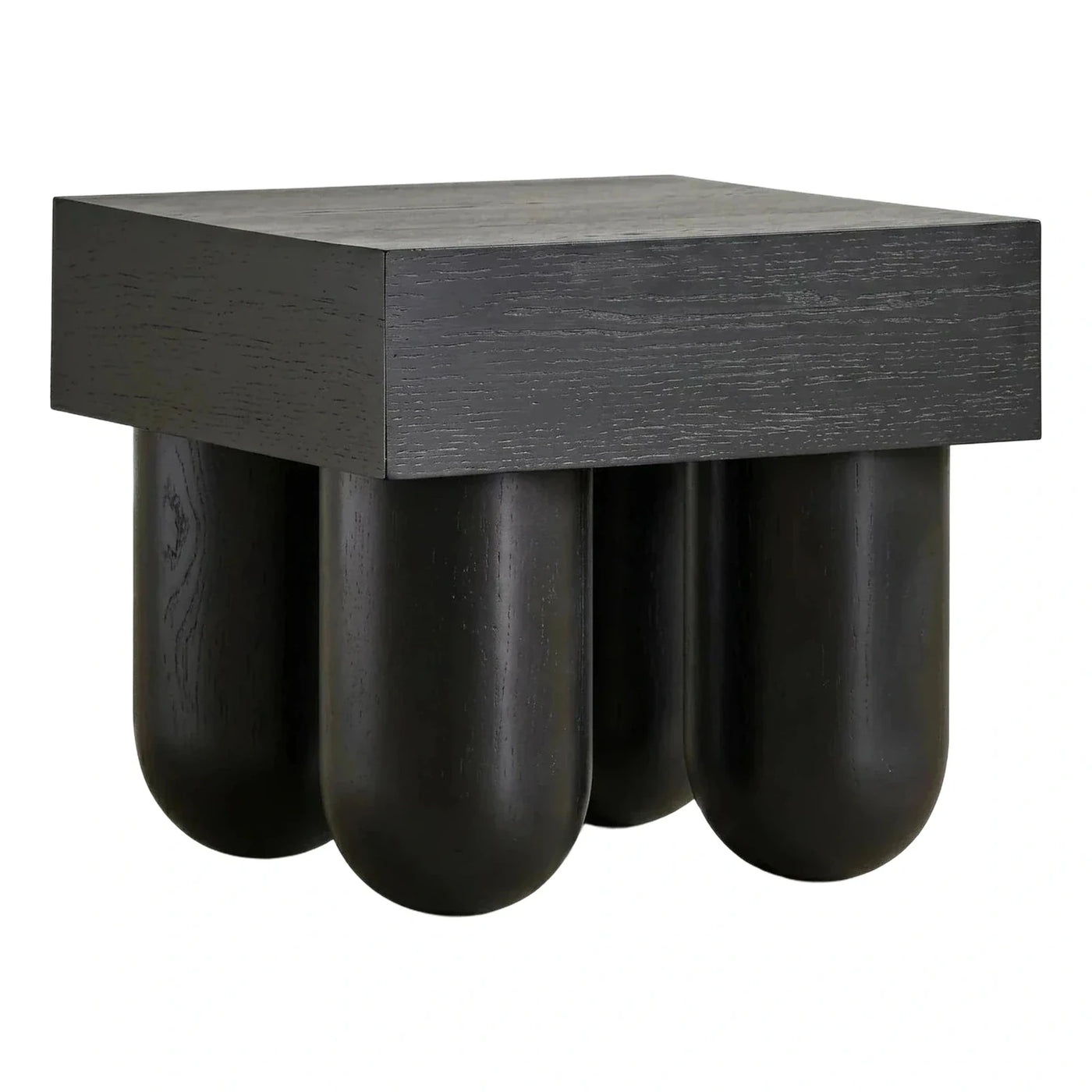 Modern Black Wood Coffee Table with Cylindrical Legs