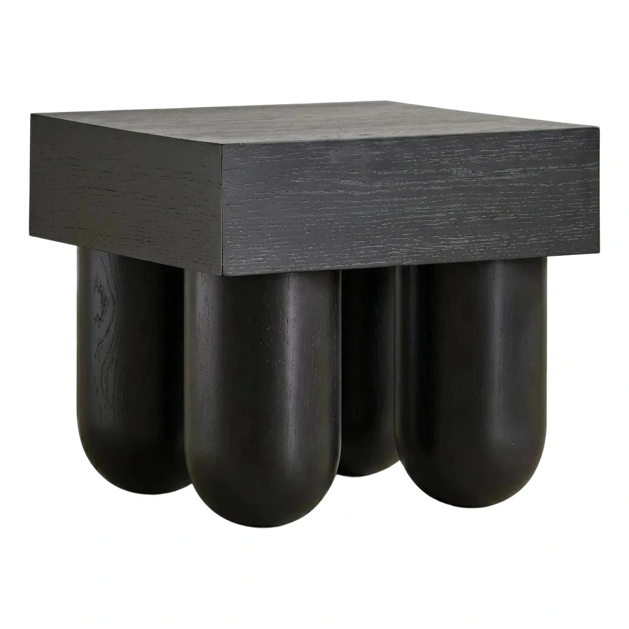 Modern Black Wood Coffee Table with Cylindrical Legs