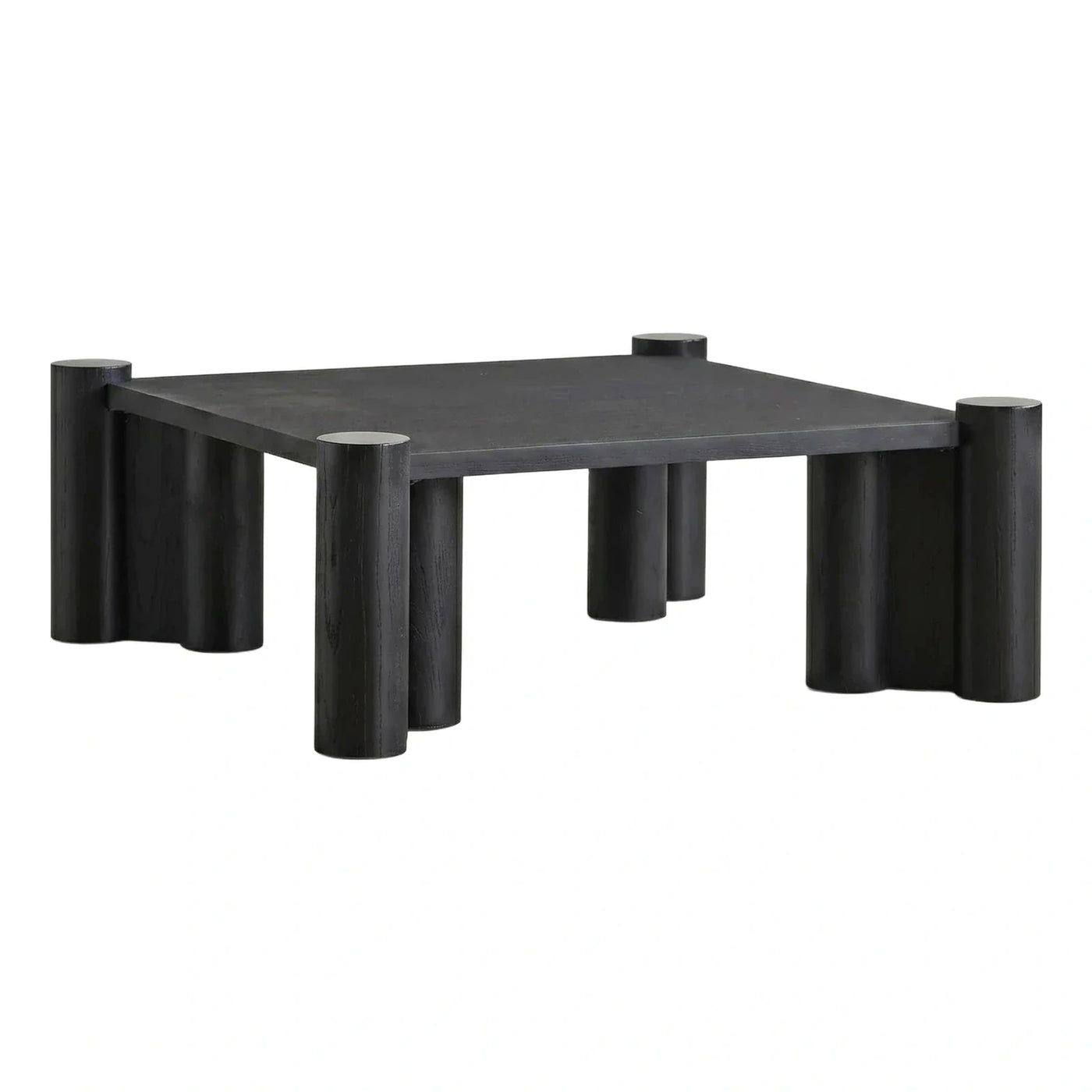 Modern Black Wood Coffee Table with Cylindrical Legs