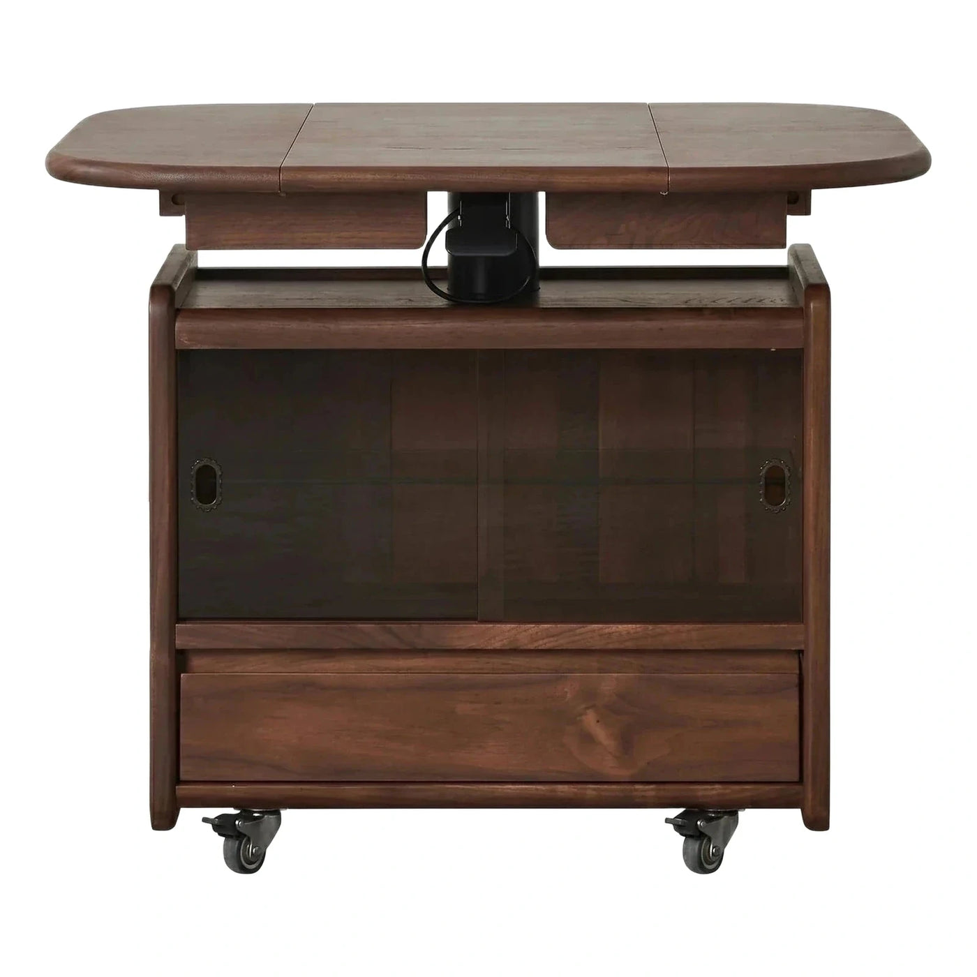 Dark Wood Lift-Top Coffee Table with Storage Casters