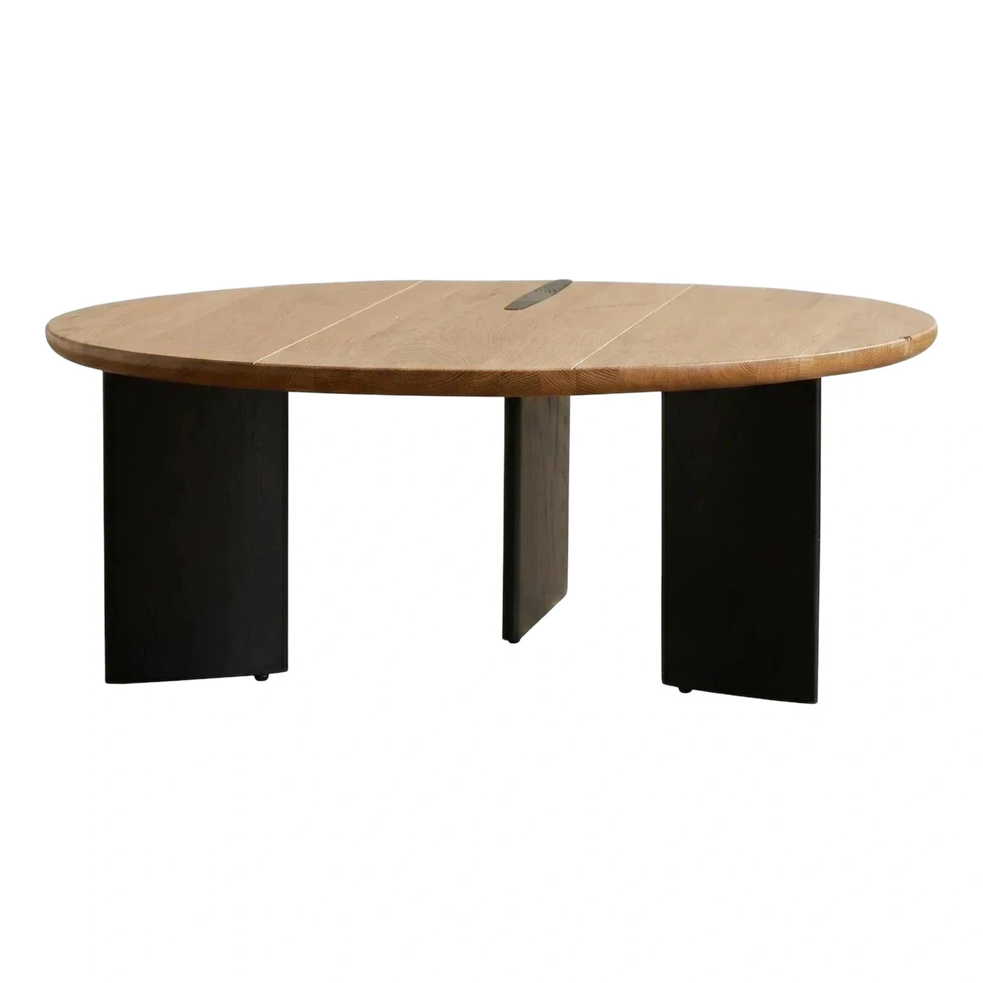 Oval Light Wood Dining Table with Black Base