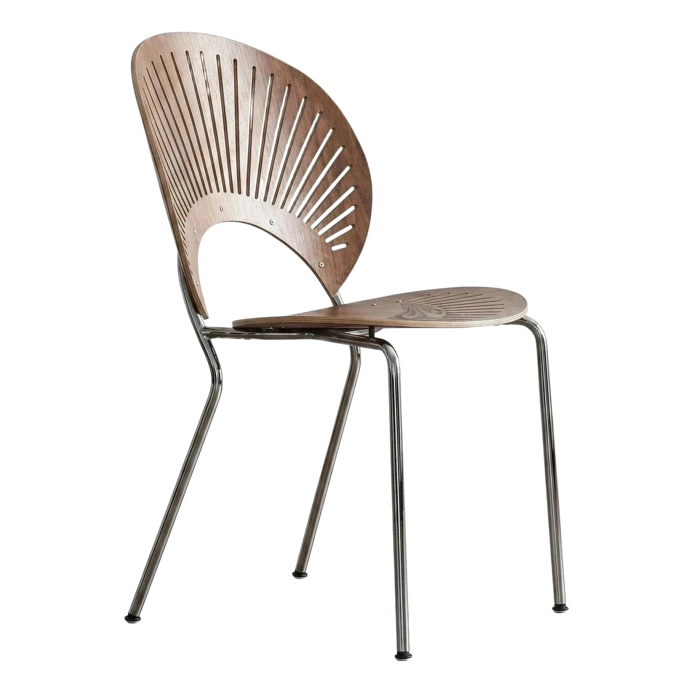 Modern Wooden Fan Back Dining Chair with Metal Legs