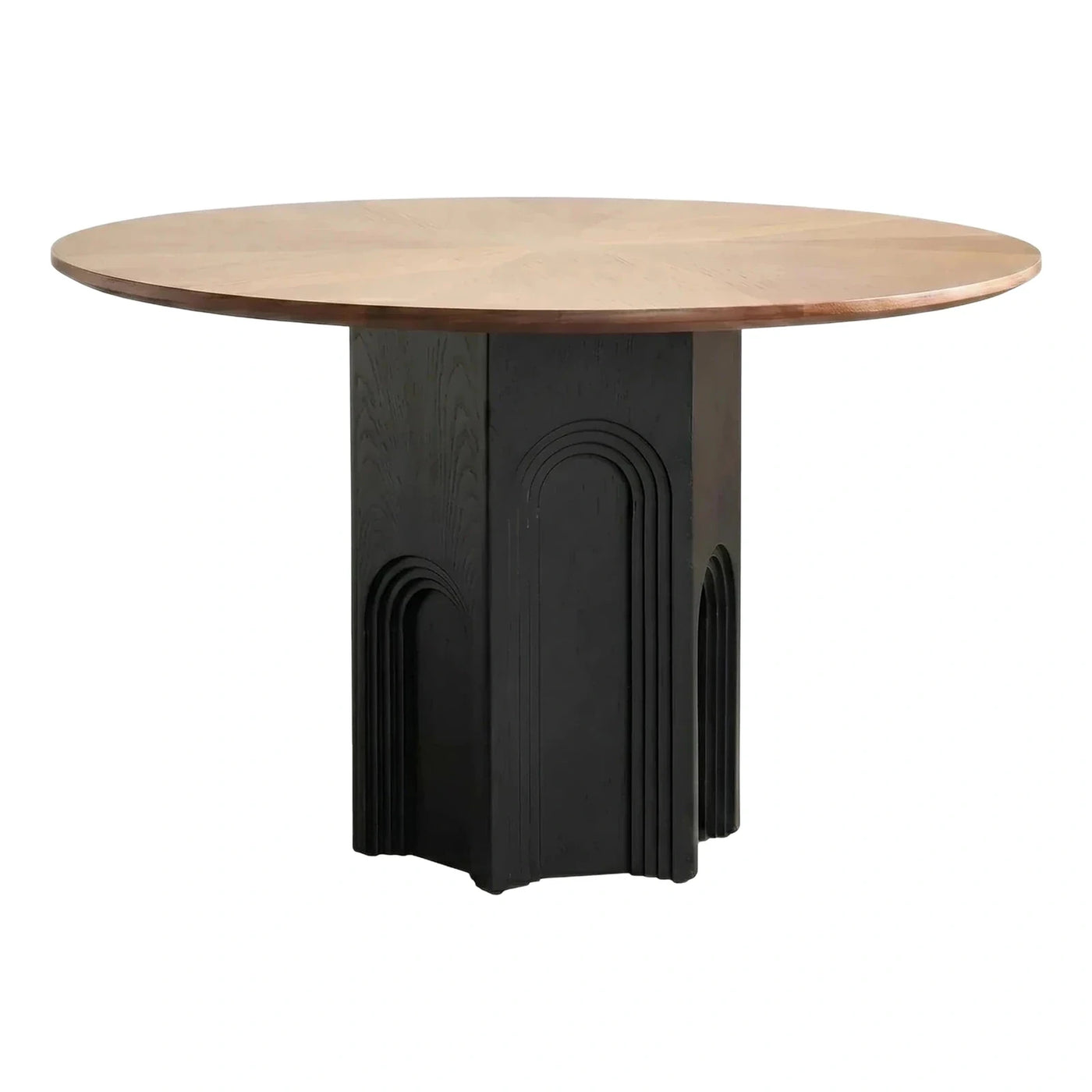 Modern Round Dining Table with Black Pedestal Base