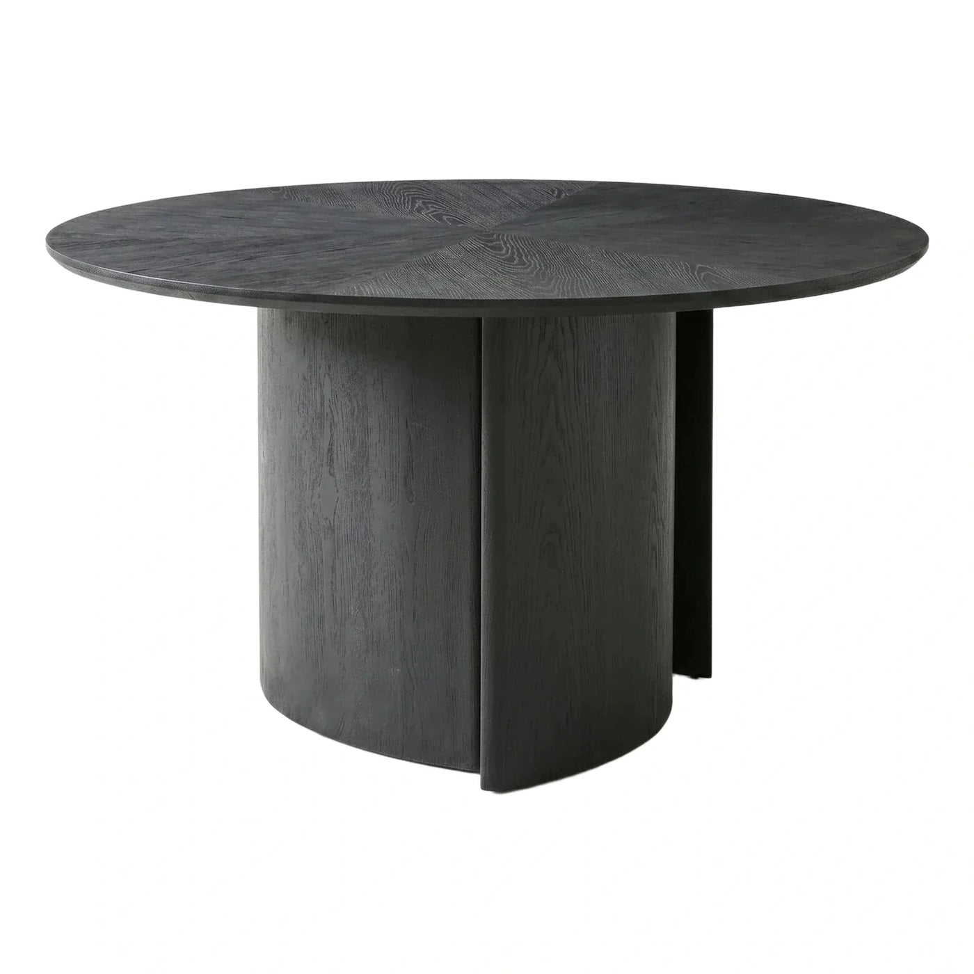 Modern Dark Wood Round Pedestal Dining Table
