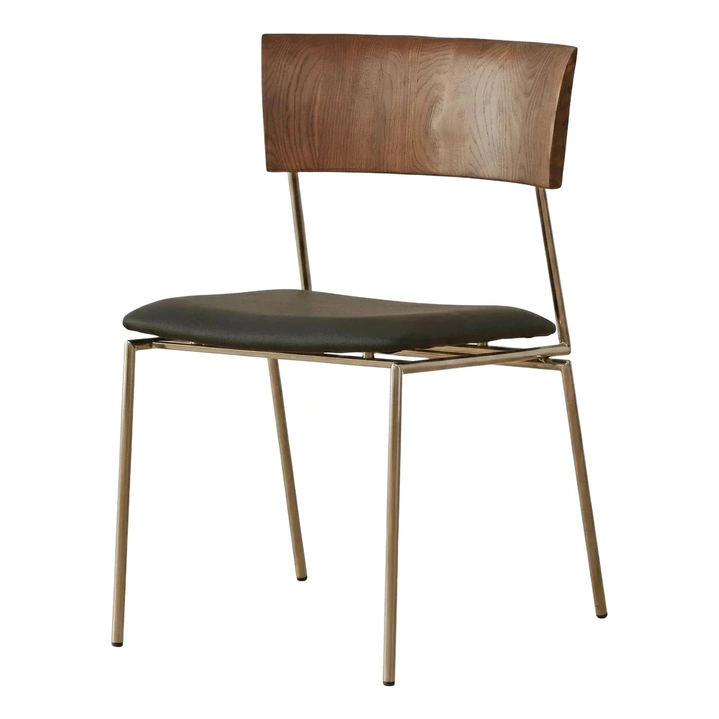 Modern Curved Wood Backrest Metal Dining Chair