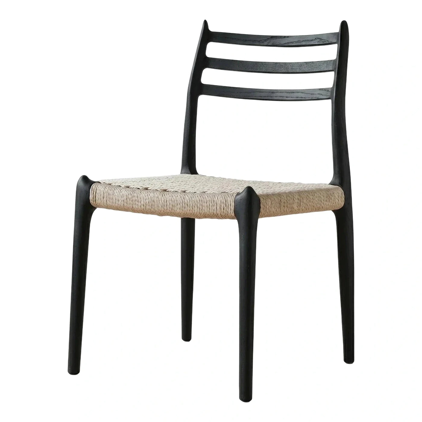 Black Wood Dining Chair with Woven Seat