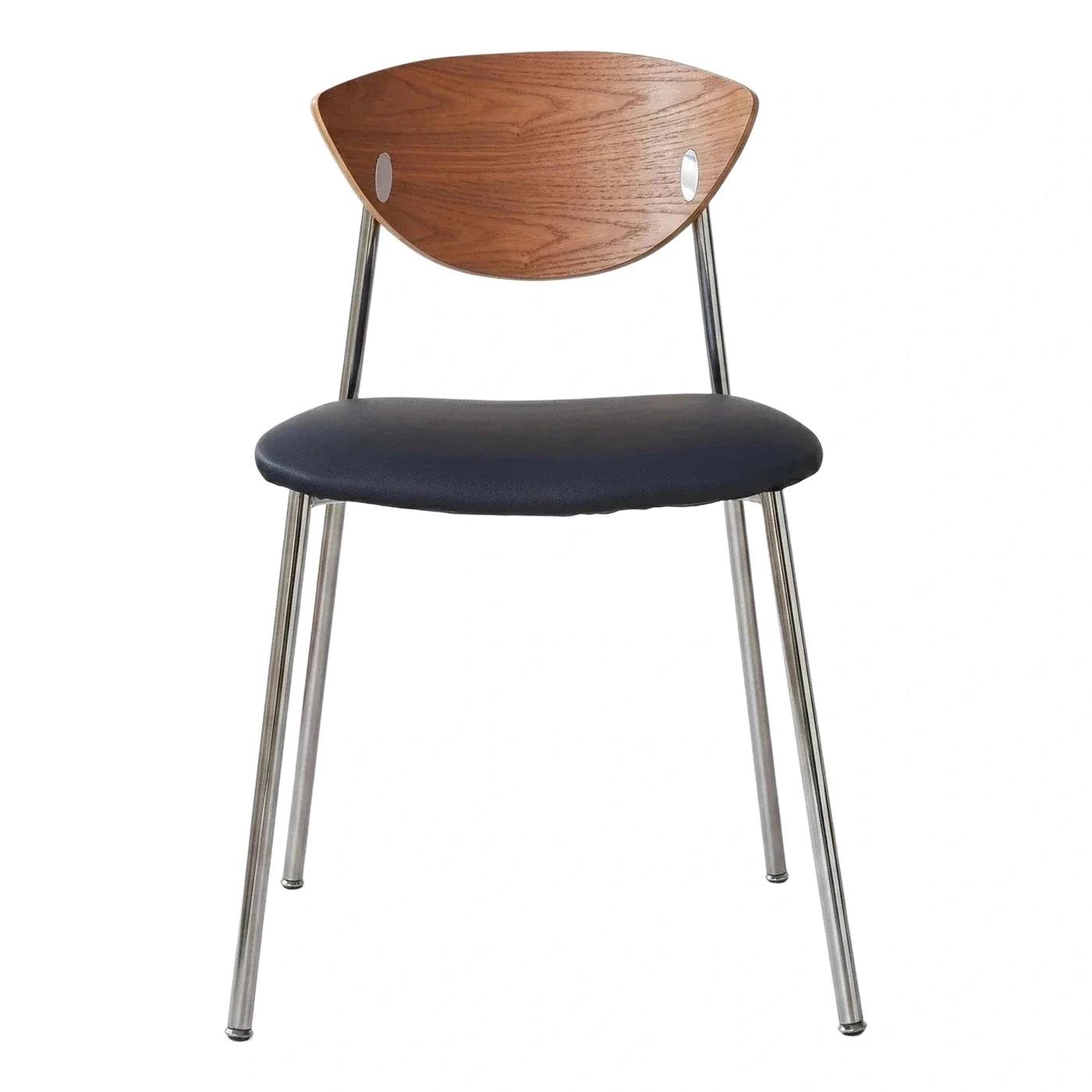 Curved Wood Back Dining Chair with Chrome Legs