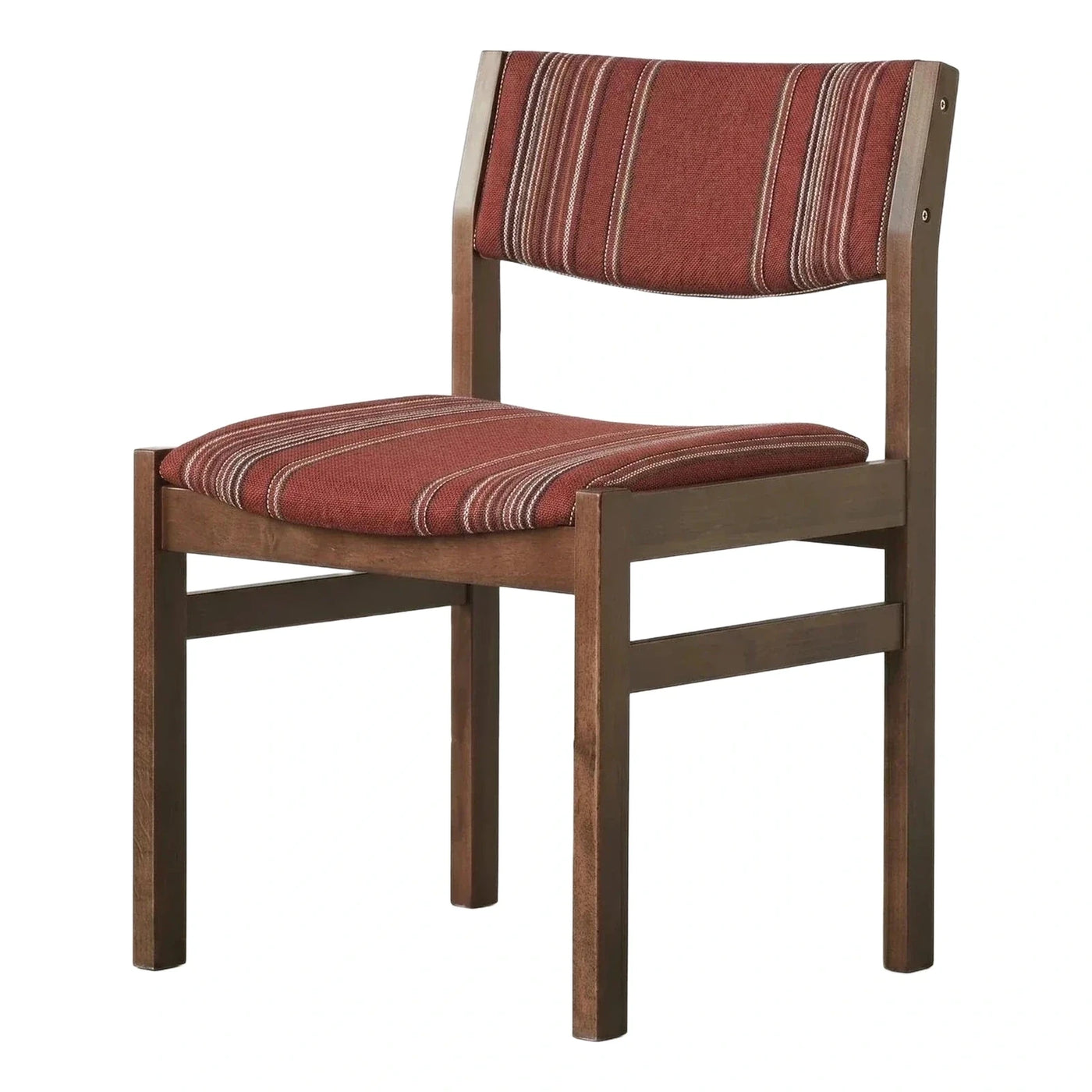 Red Striped Fabric Dining Chair Dark Wood Frame
