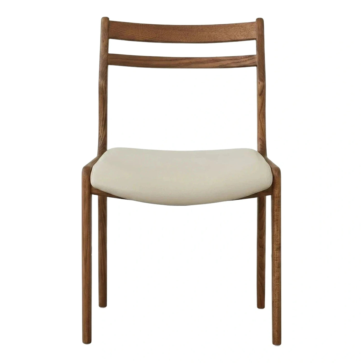 Walnut Wood Ladder Back Dining Chair with Cream Seat