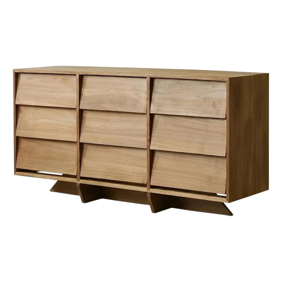 Modern Light Wood Nine-Drawer Dresser Cabinet