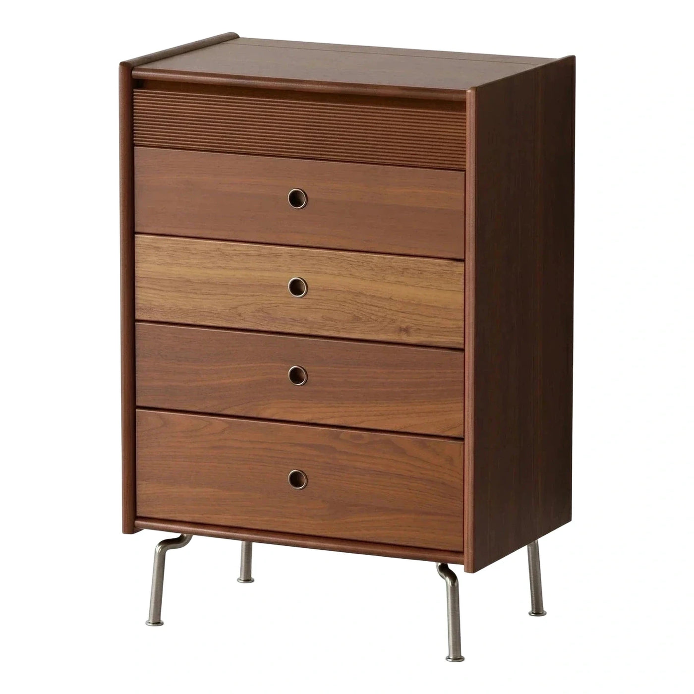 Four Drawer Wood Chest with Fluted Detail