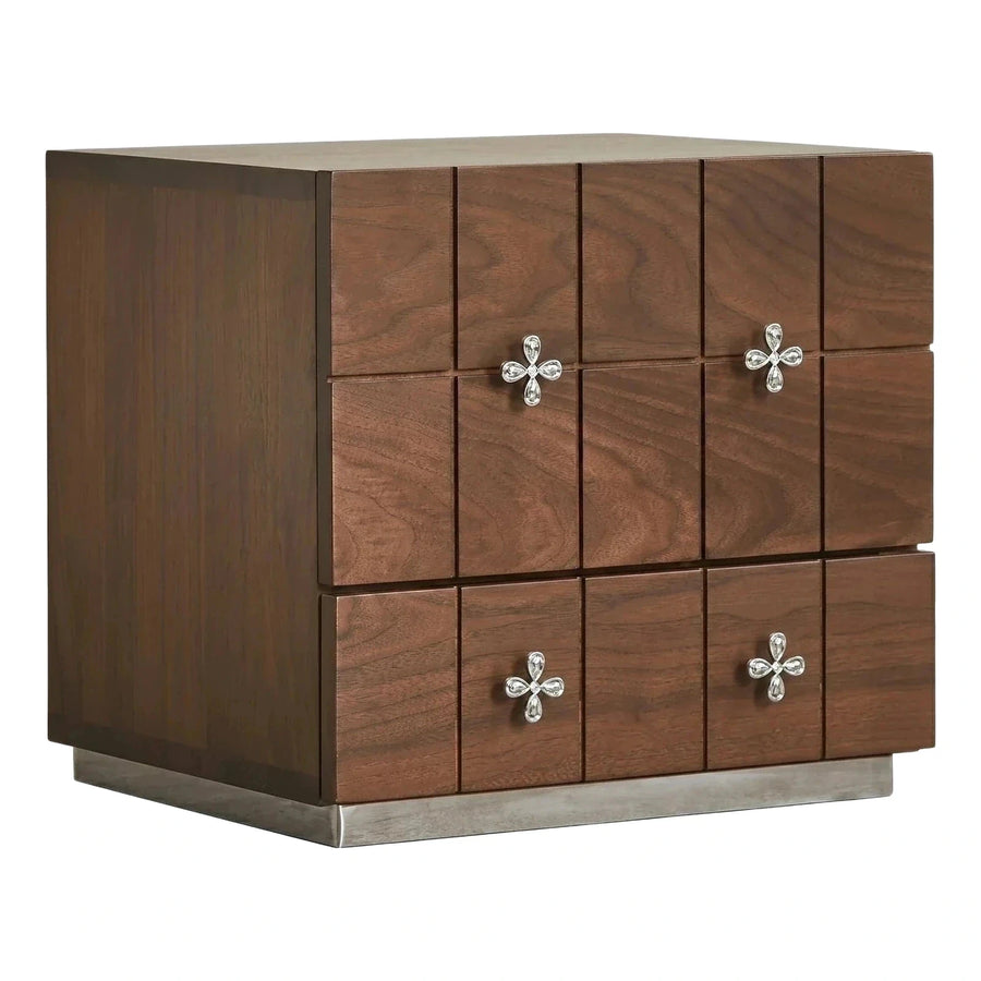 Dark Wood Chest with Crystal Flower Knobs