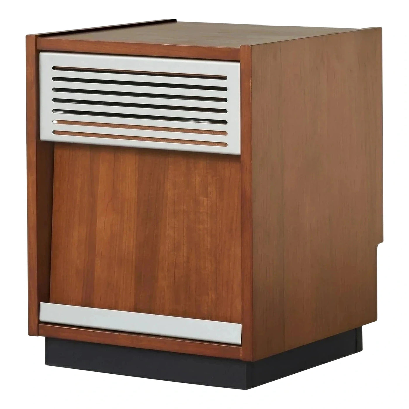 Mid-Century Modern Wood Nightstand with Slatted Drawer