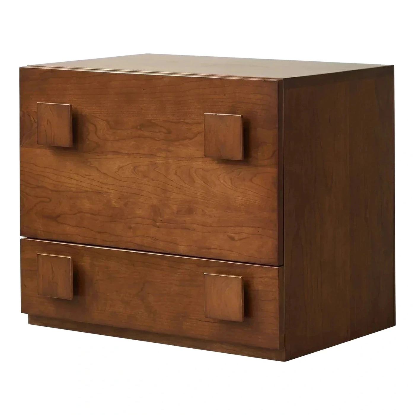 Modern Walnut Finish Two Drawer Nightstand