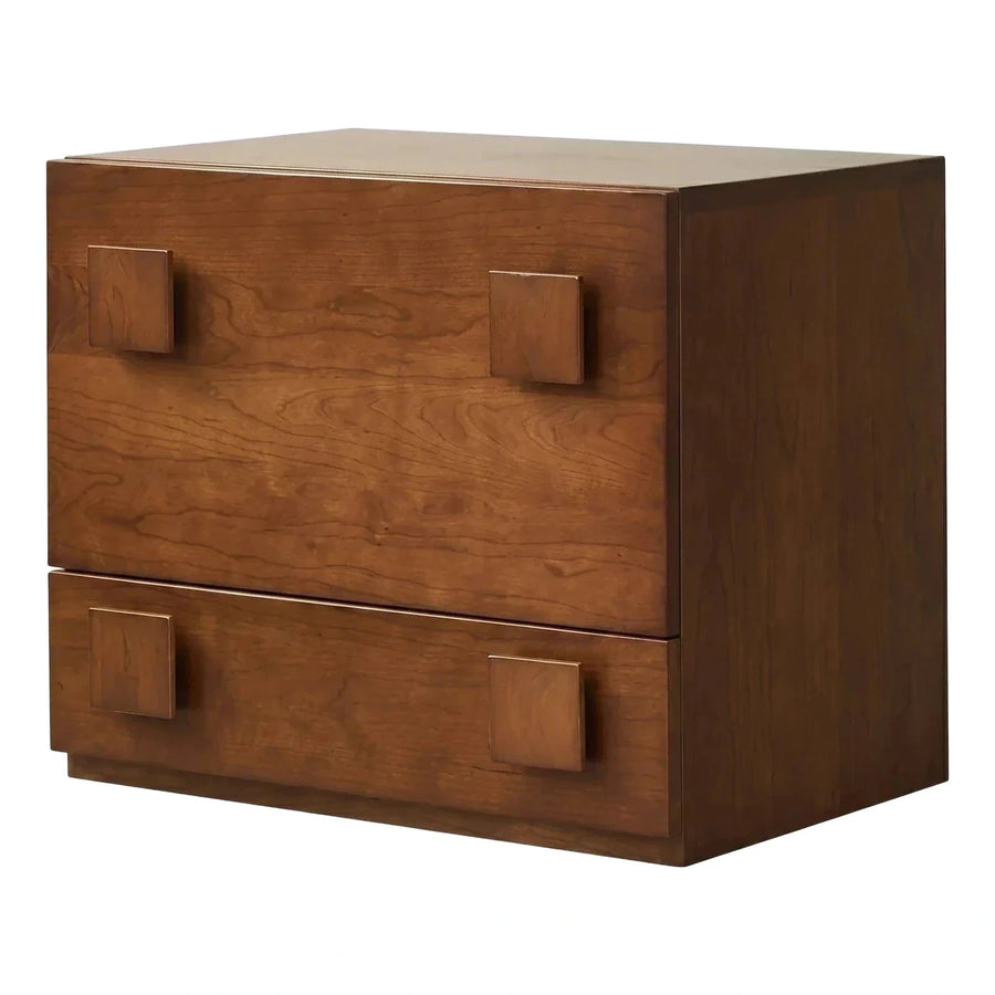 Modern Walnut Finish Two Drawer Nightstand