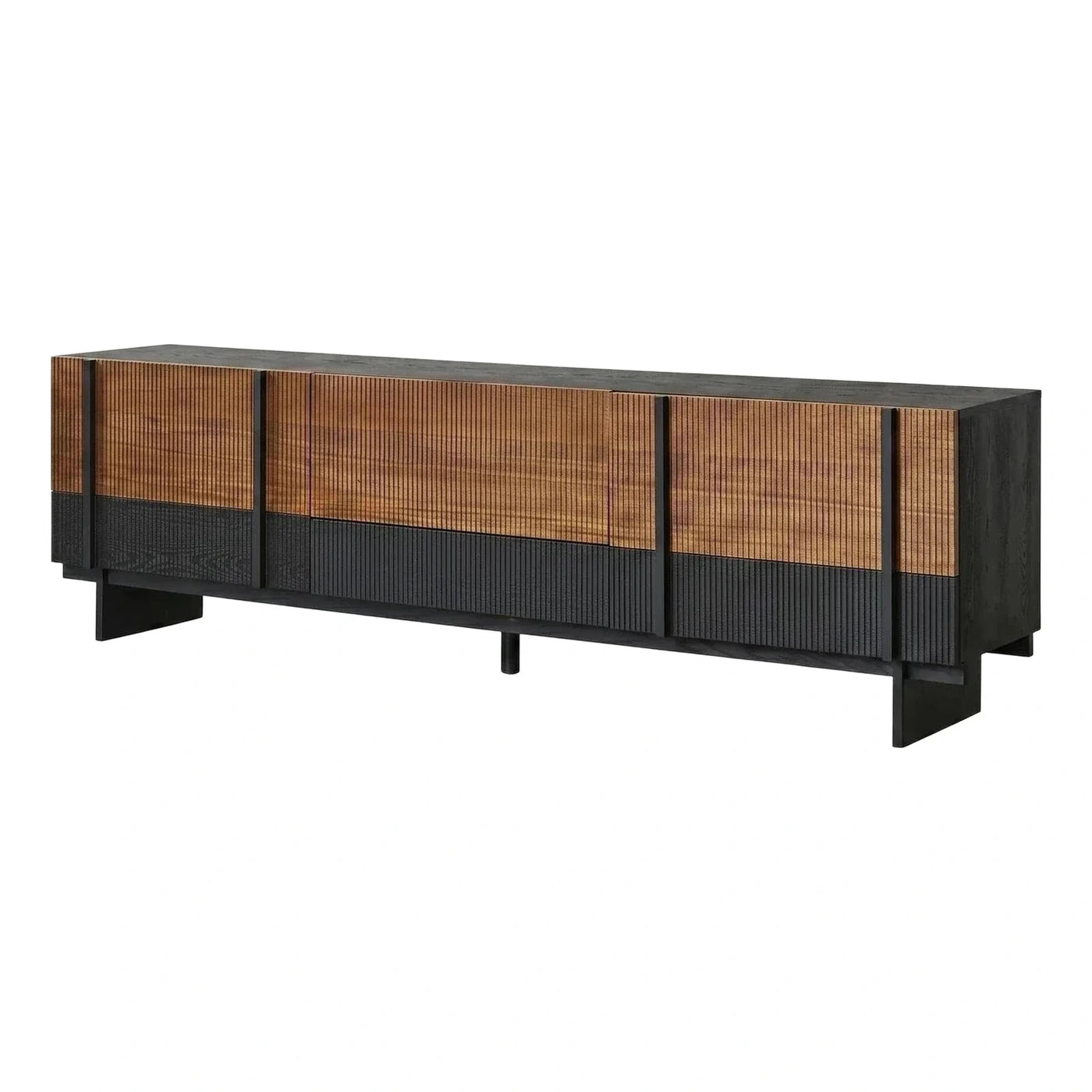 Modern Two-Tone Fluted Wood Sideboard