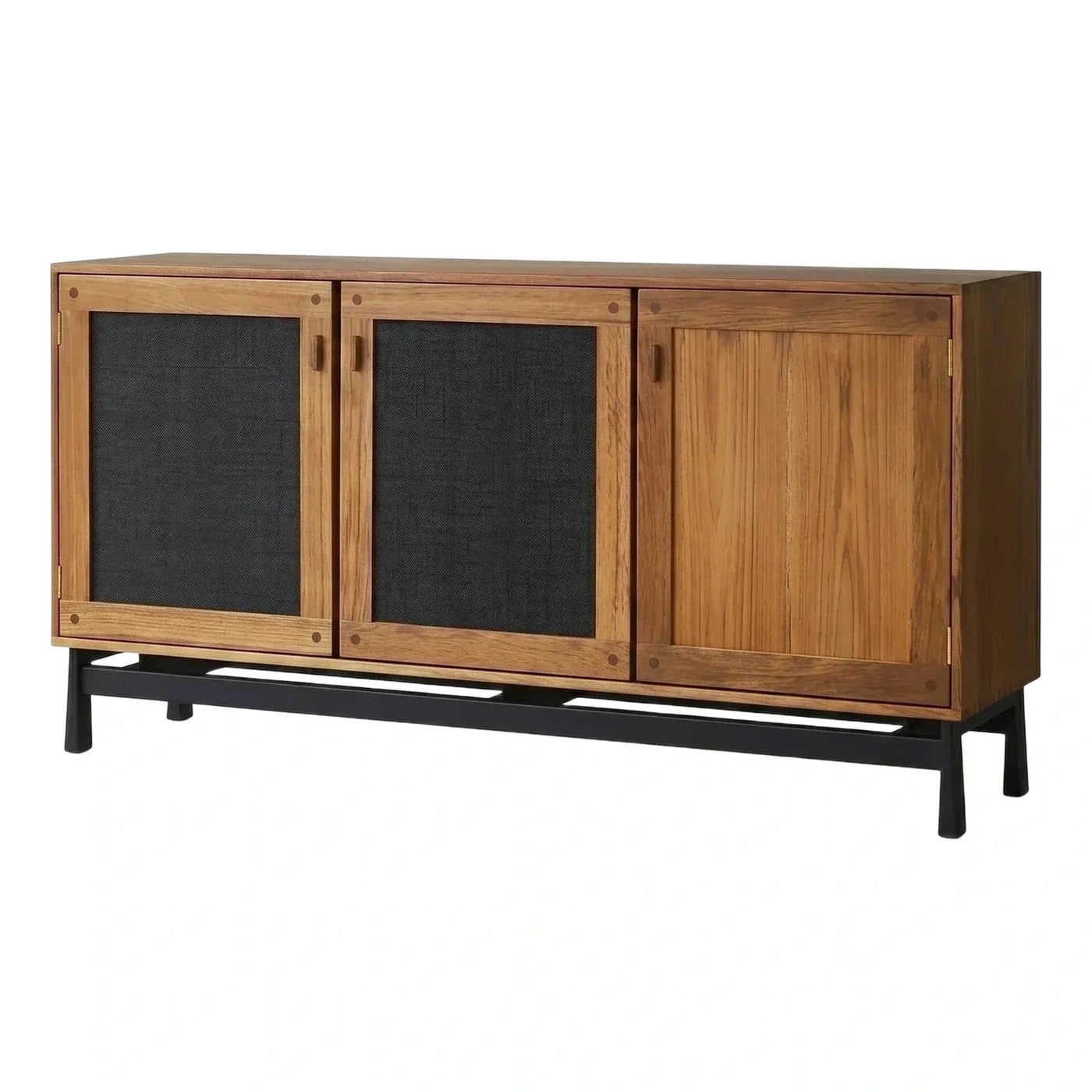 Modern Wood Sideboard with Black Mesh Doors
