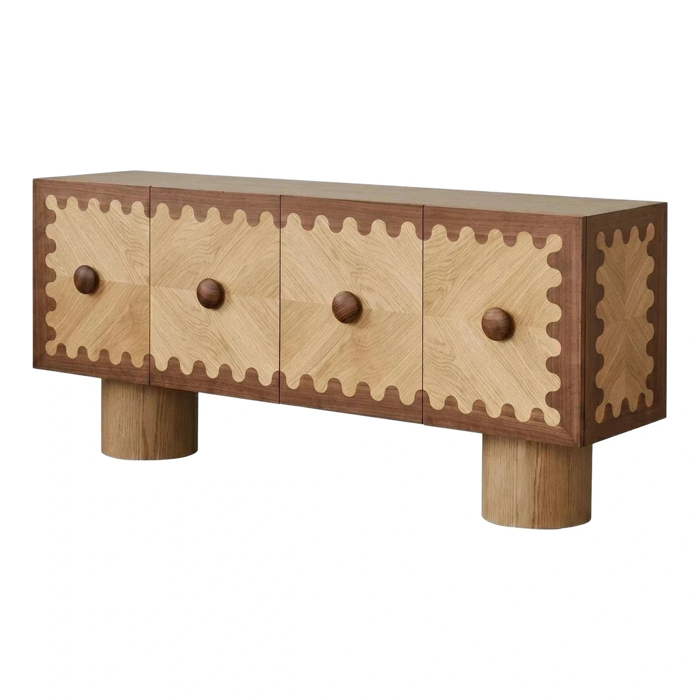 Two-Tone Wood Sideboard with Scalloped Door Panels