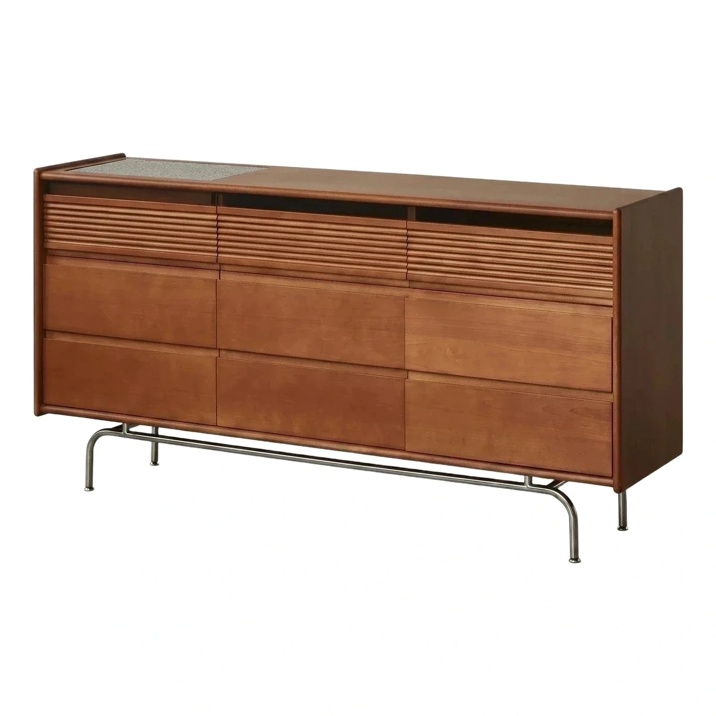 Mid-Century Modern Wood Sideboard with Metal Legs