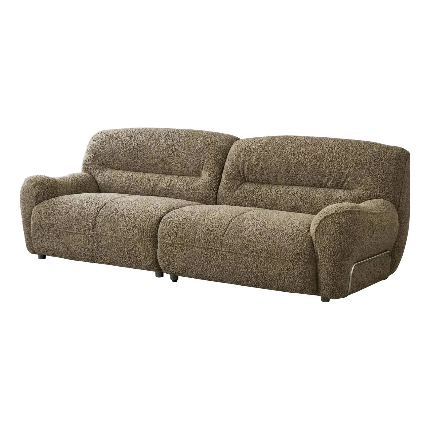 Modern Textured Boucle Sofa with Metal Side Detail