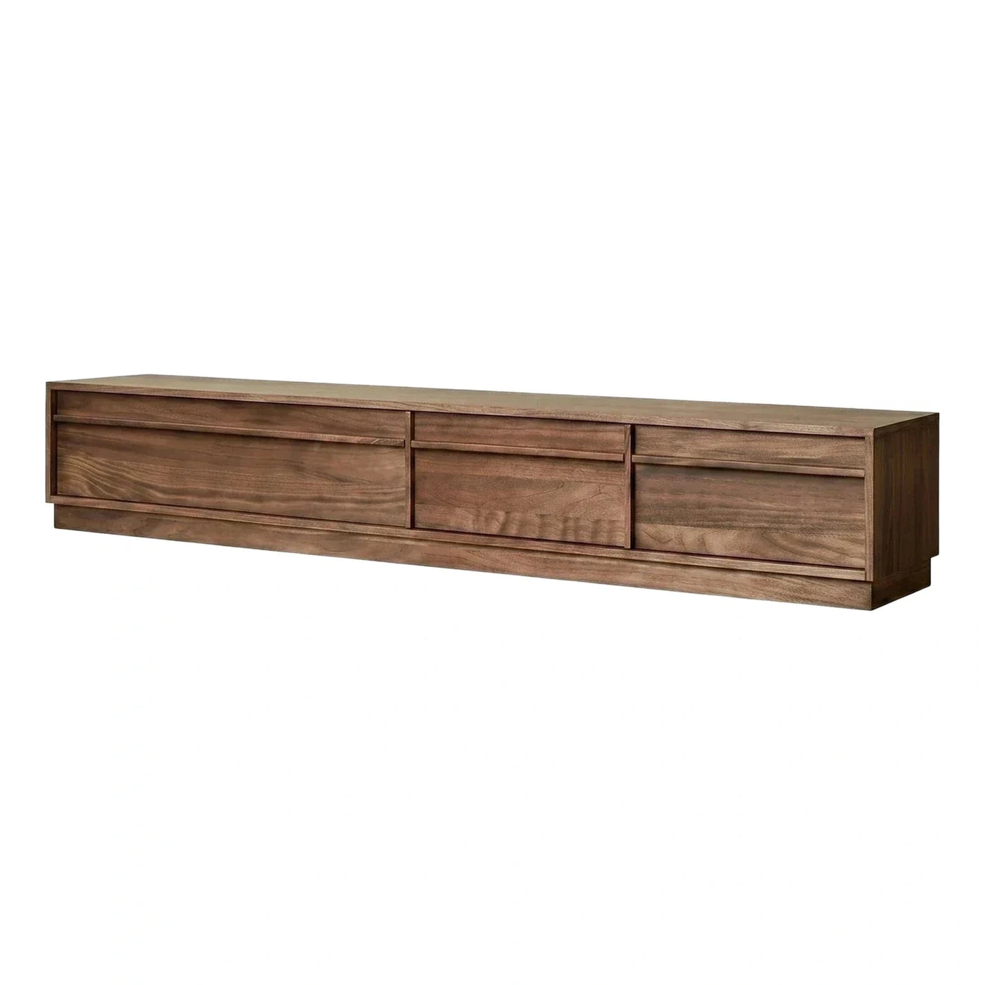 Modern Walnut Wood Low Profile Media Console