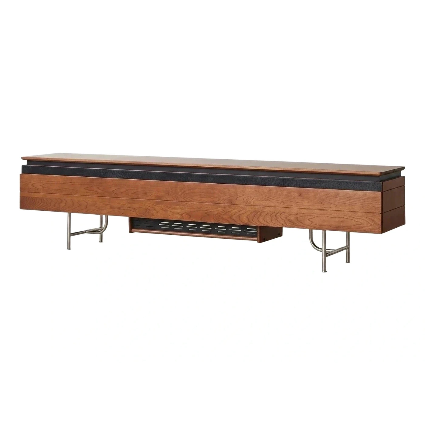 Modern Walnut Media Console with Metal Legs