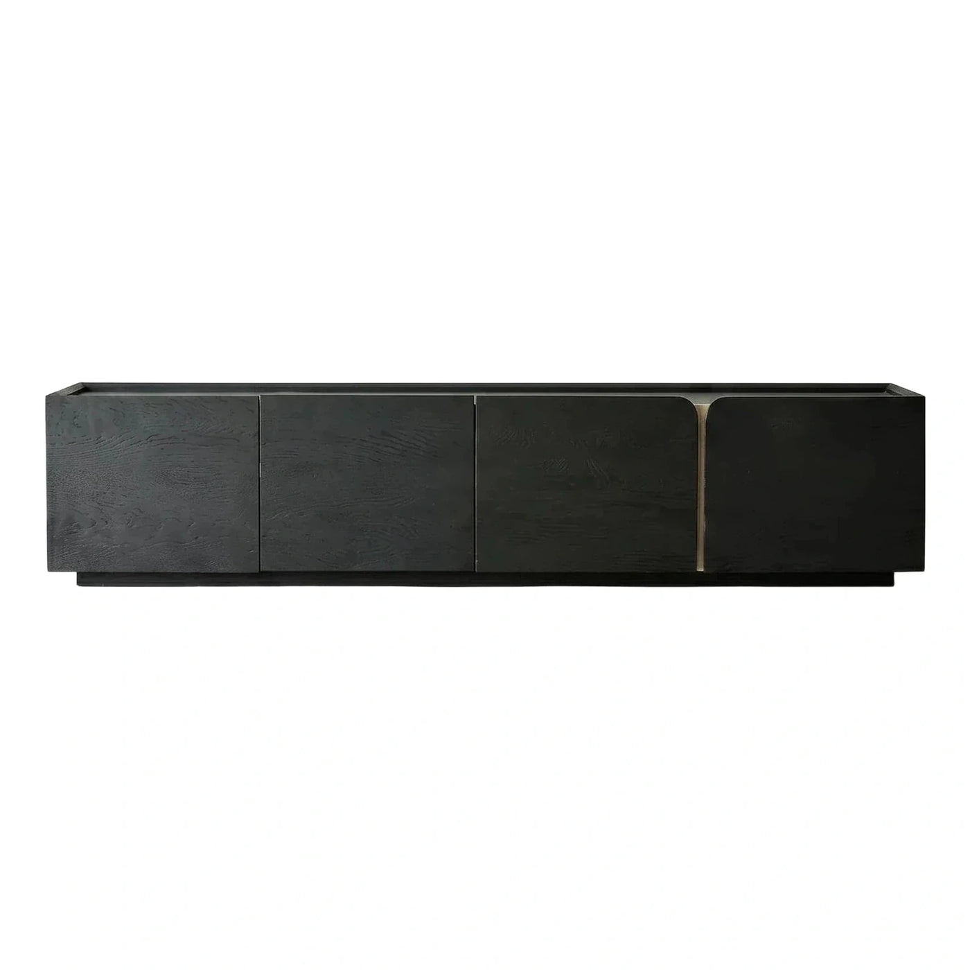 Modern Black Wood Media Console Cabinet