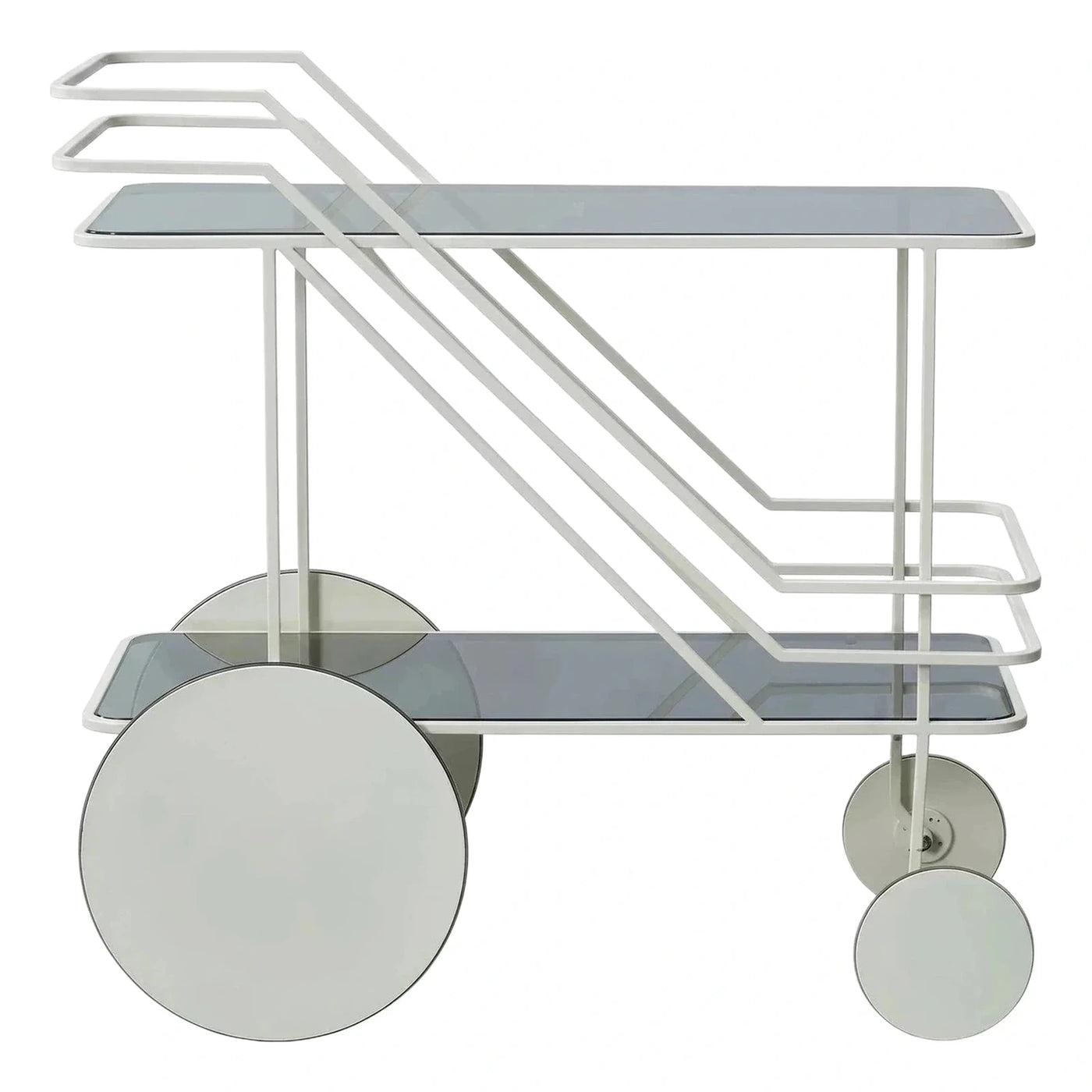 Modern Geometric Metal Bar Cart with Glass Shelves