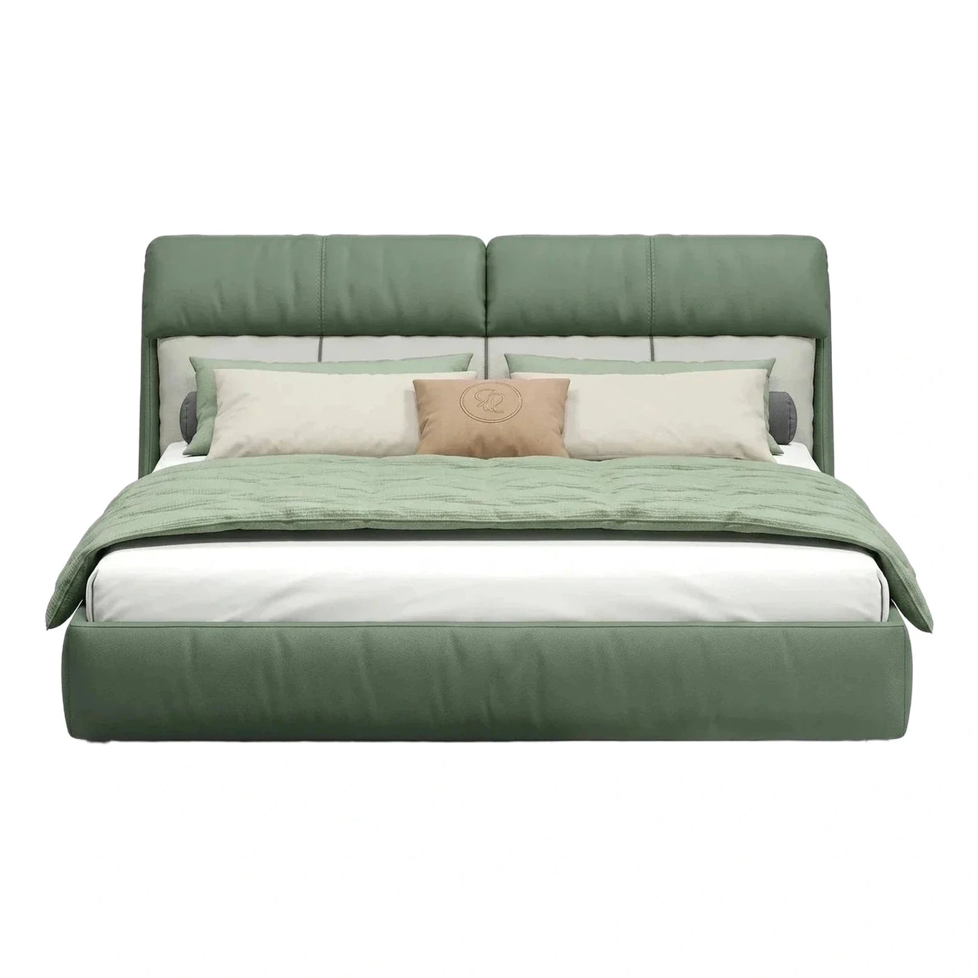 Modern Sage Green Upholstered Platform Bed Frame