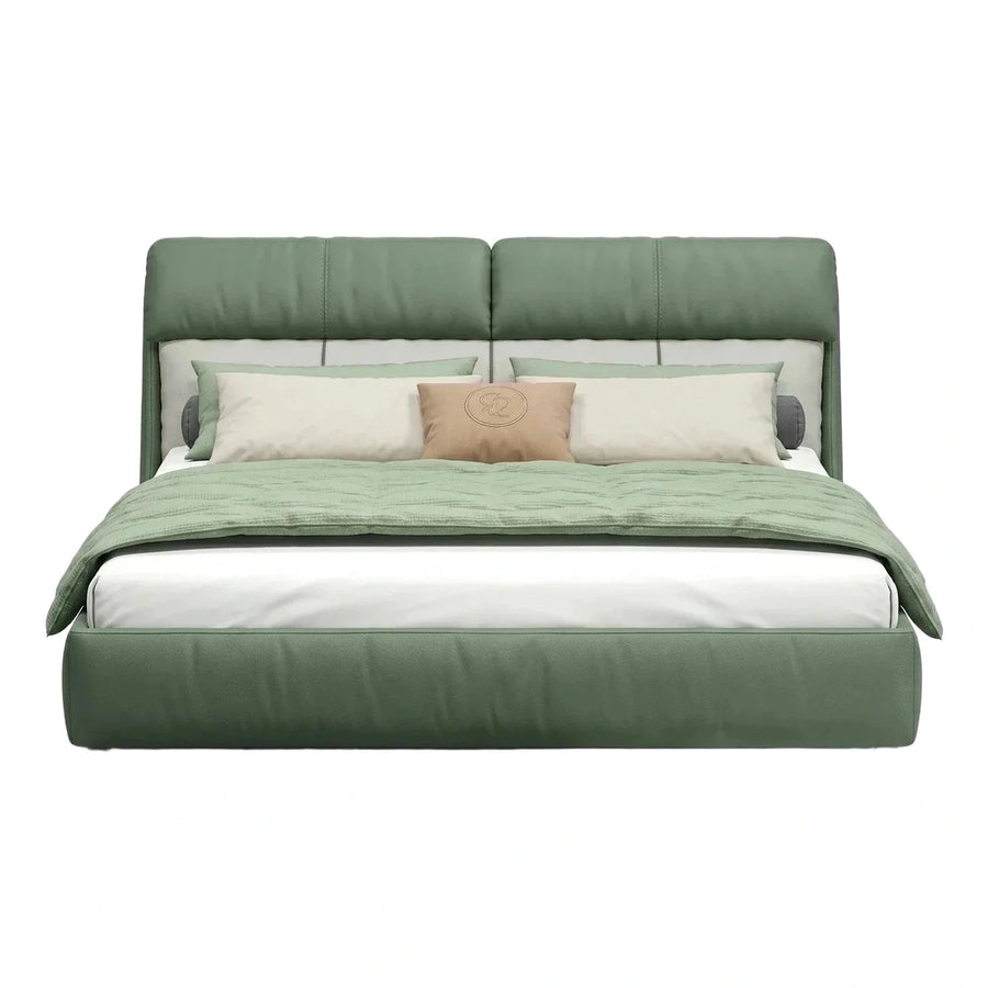 Modern Sage Green Upholstered Platform Bed Frame