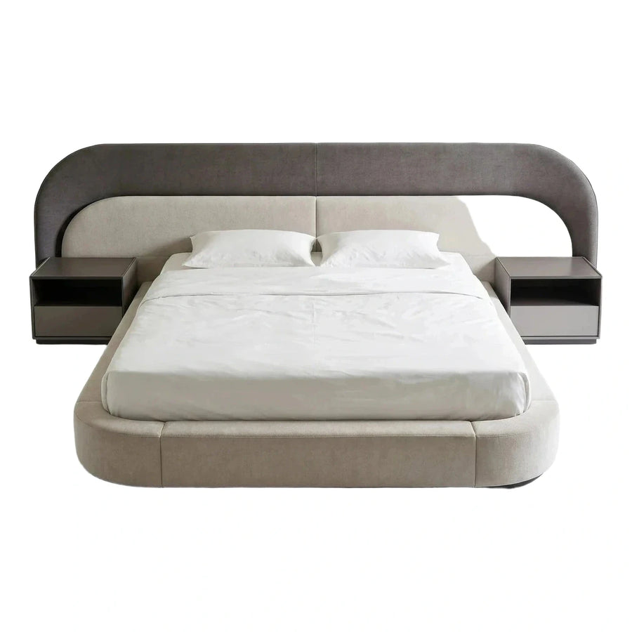 Modern Two-Tone Upholstered Platform Bed With Nightstands