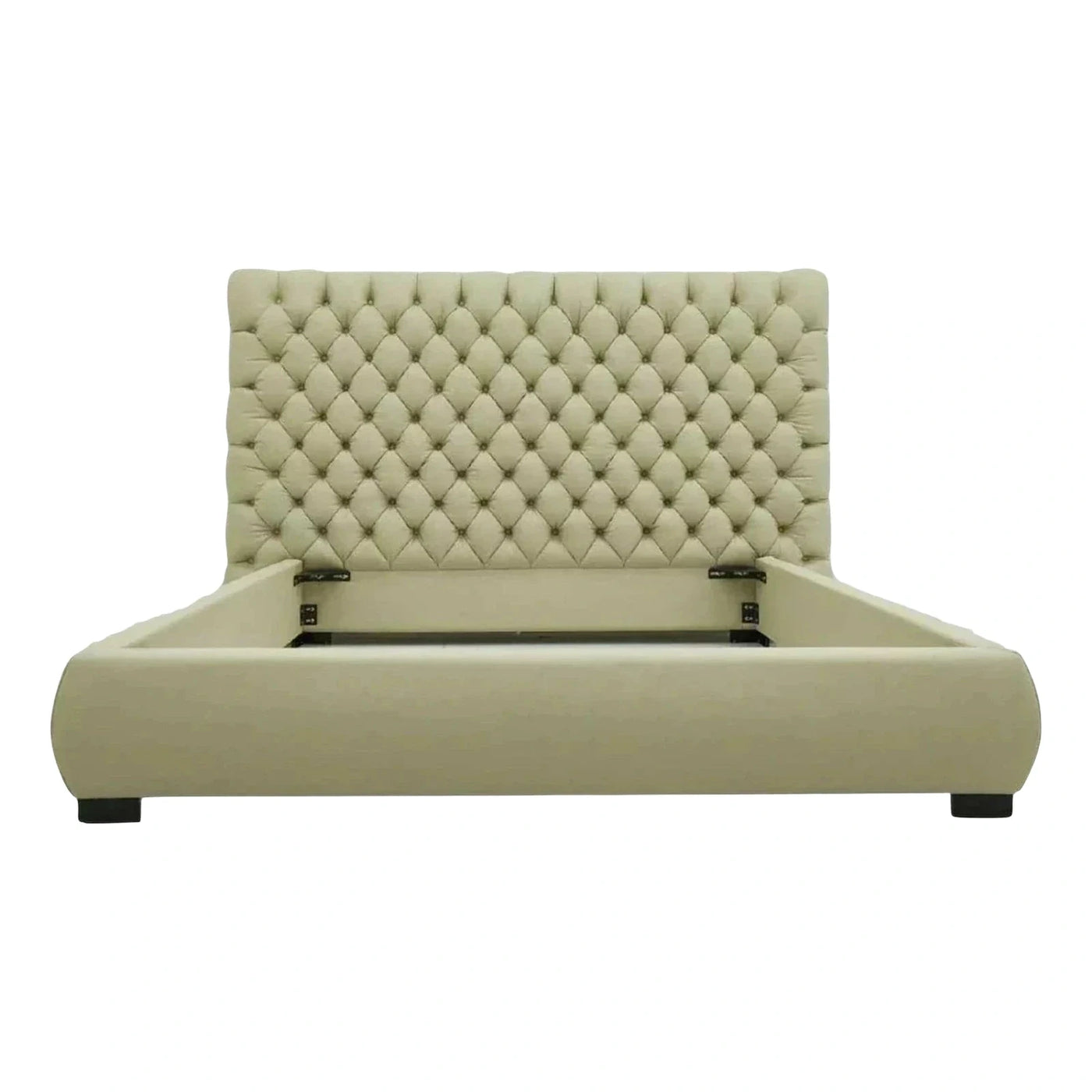 Cream Tufted Upholstered Platform Bed Frame