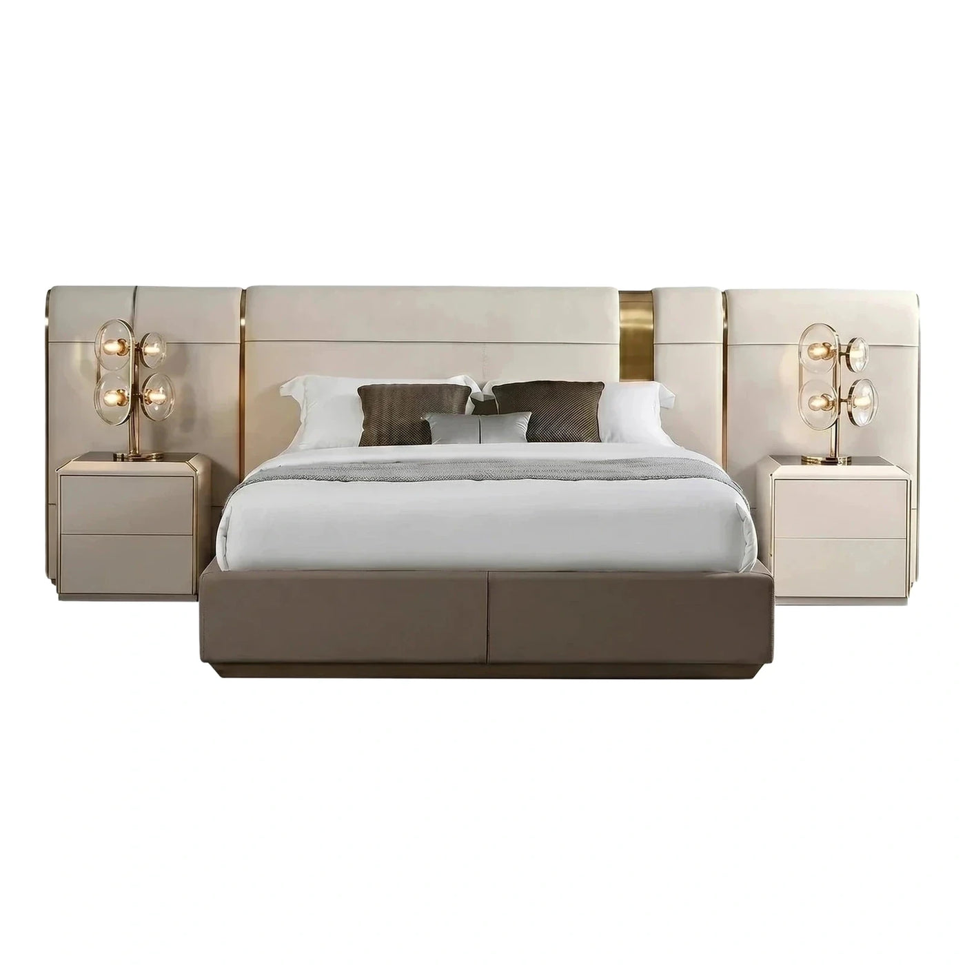 Luxury Upholstered Platform Bed with Integrated Nightstands