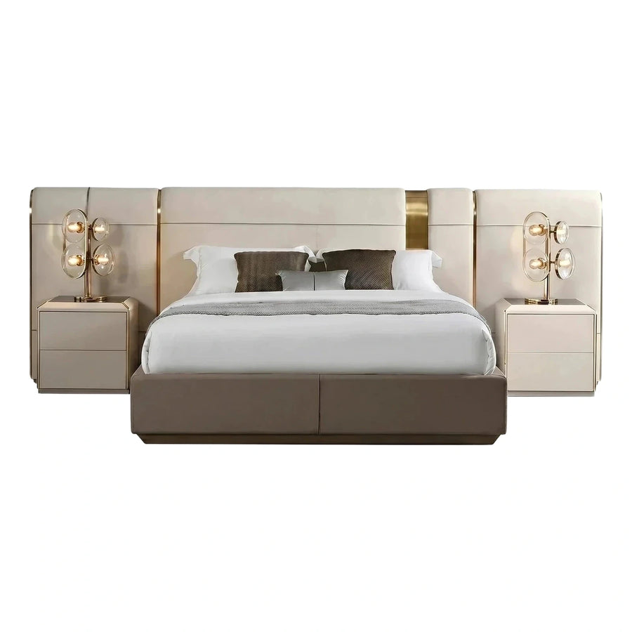 Luxury Upholstered Platform Bed with Integrated Nightstands