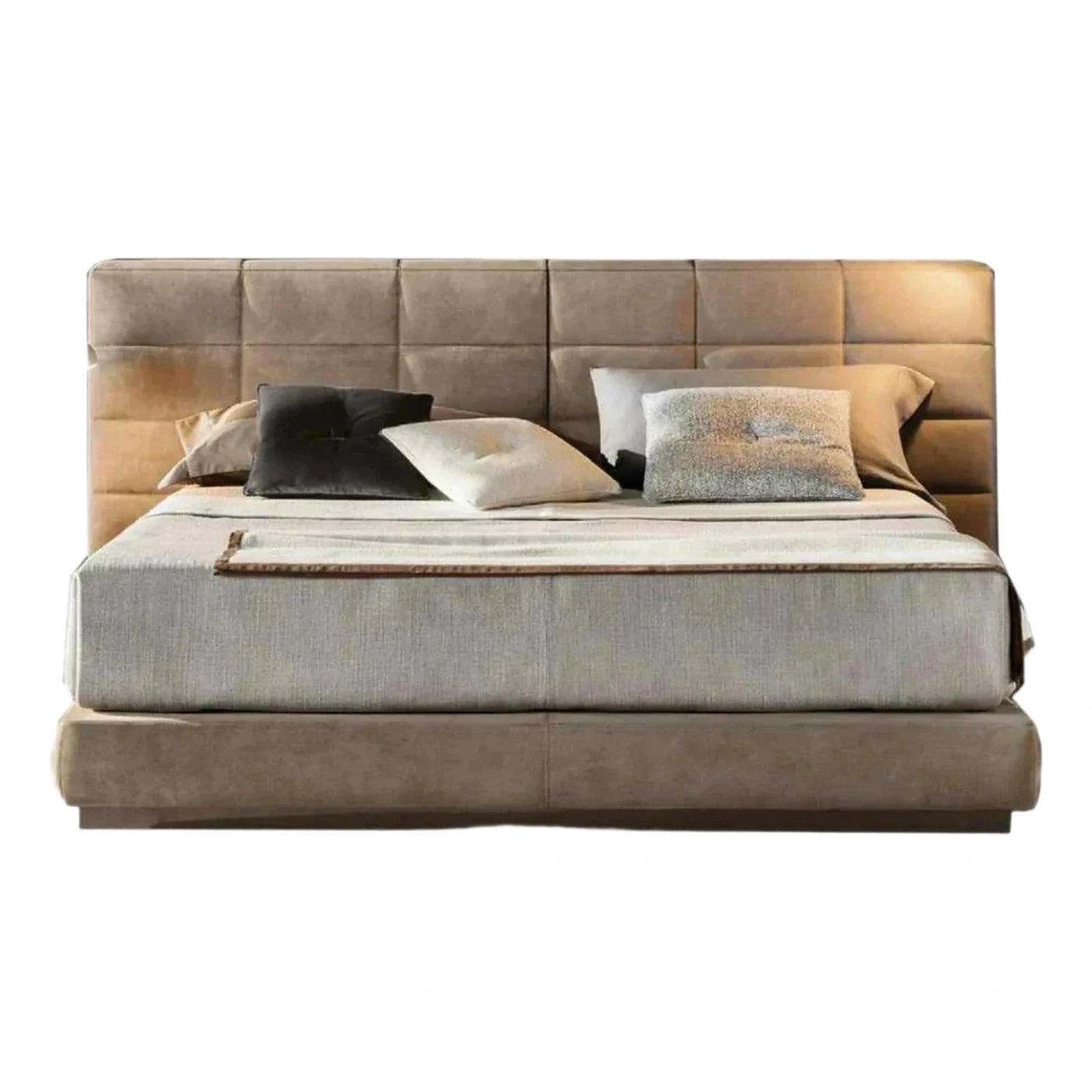 Modern Upholstered Platform Bed with Tall Headboard