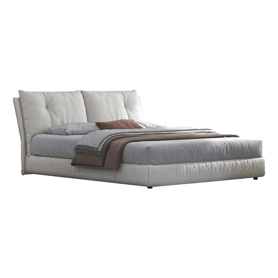 Modern Light Grey Upholstered Platform Bed