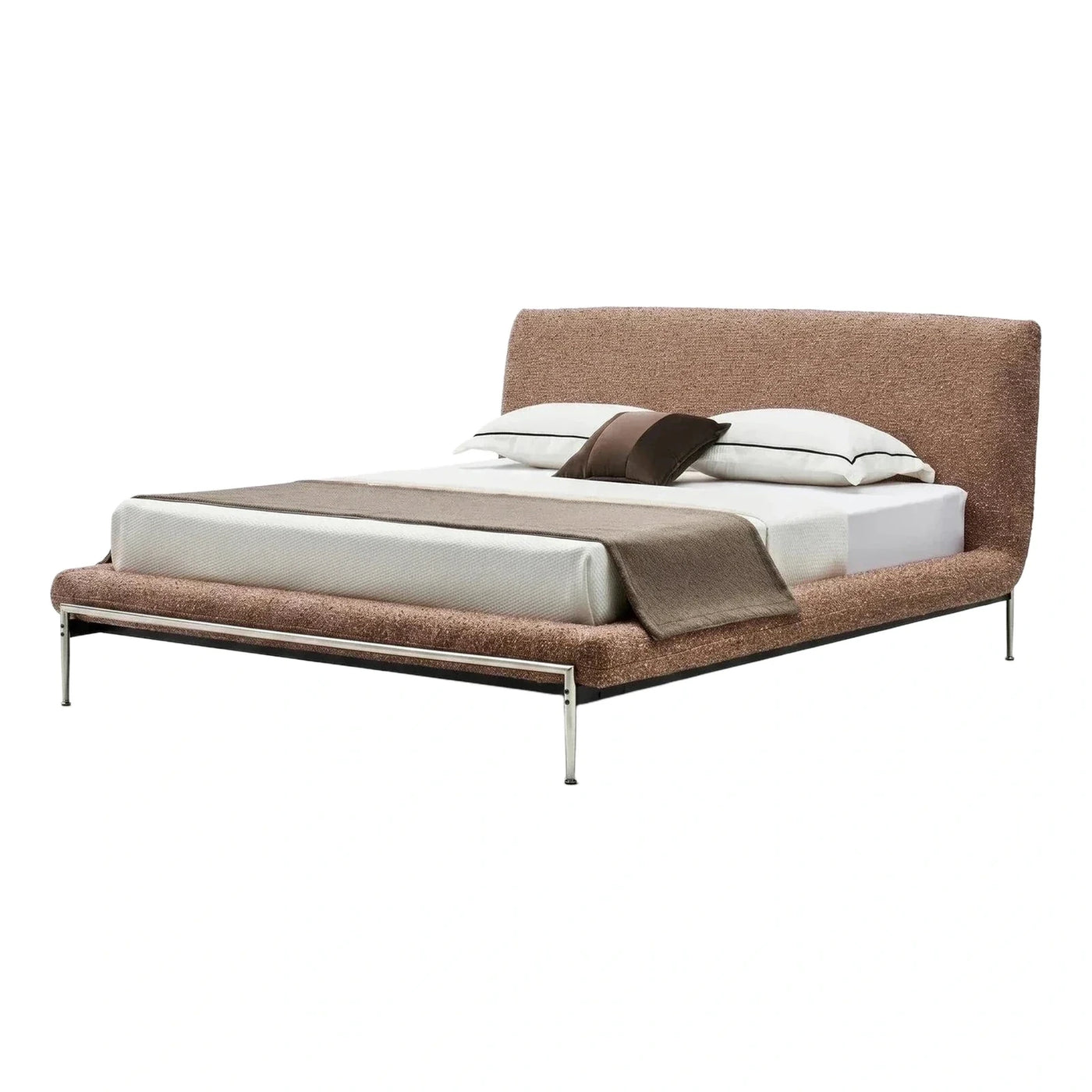 Modern Upholstered Platform Bed with Chrome Legs
