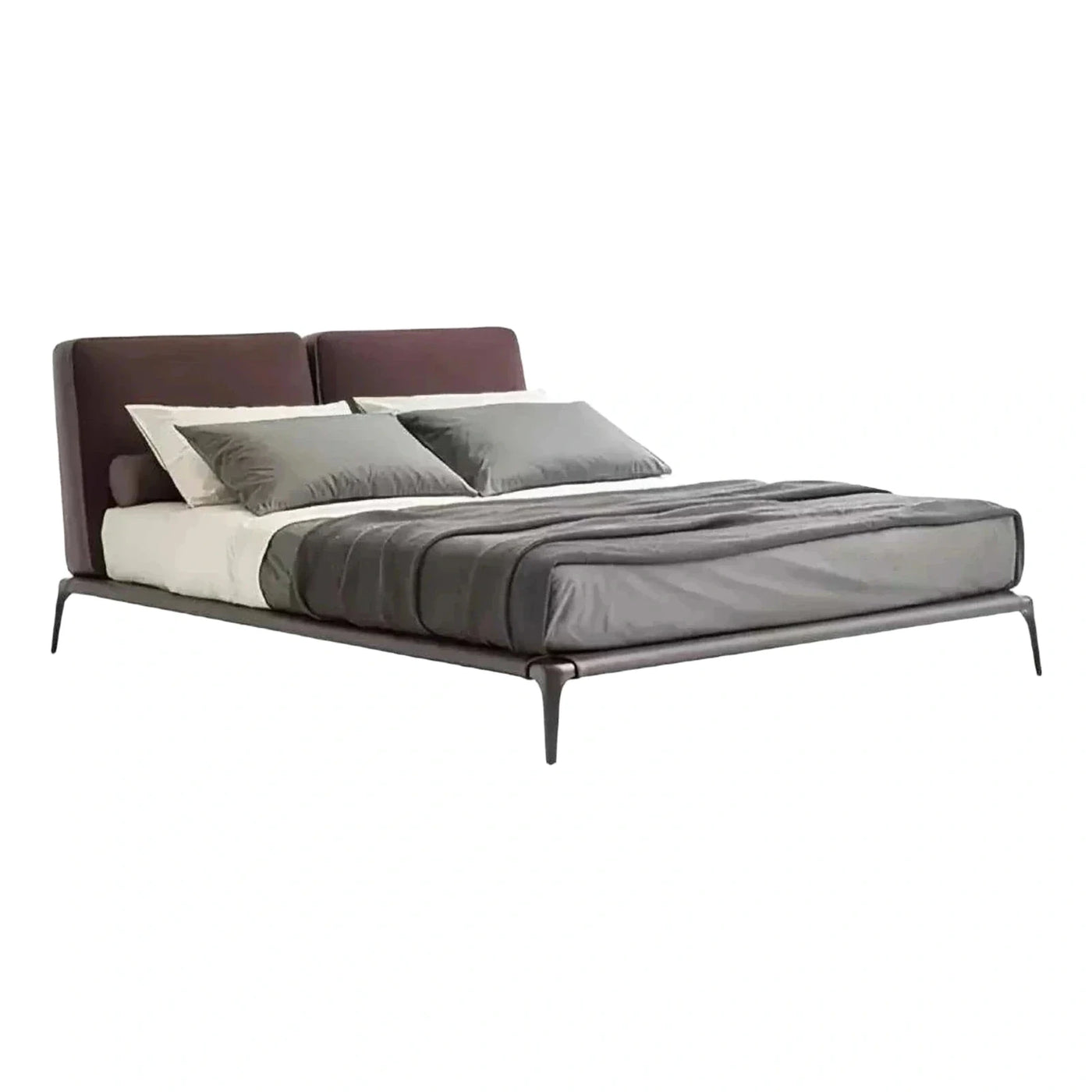 Modern Upholstered Platform Bed with Split Headboard