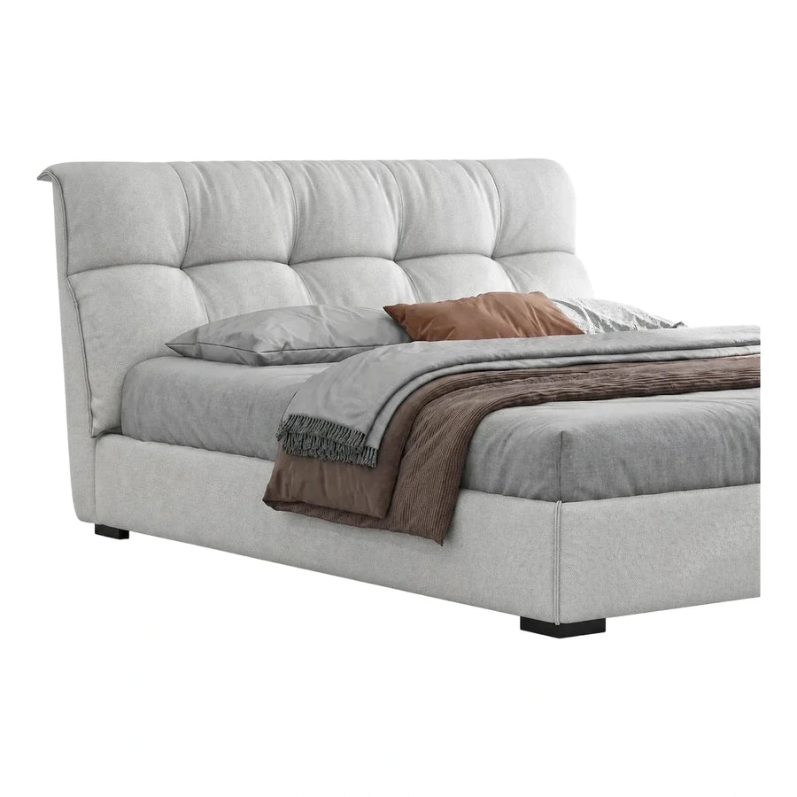 Modern Light Grey Upholstered Platform Bed