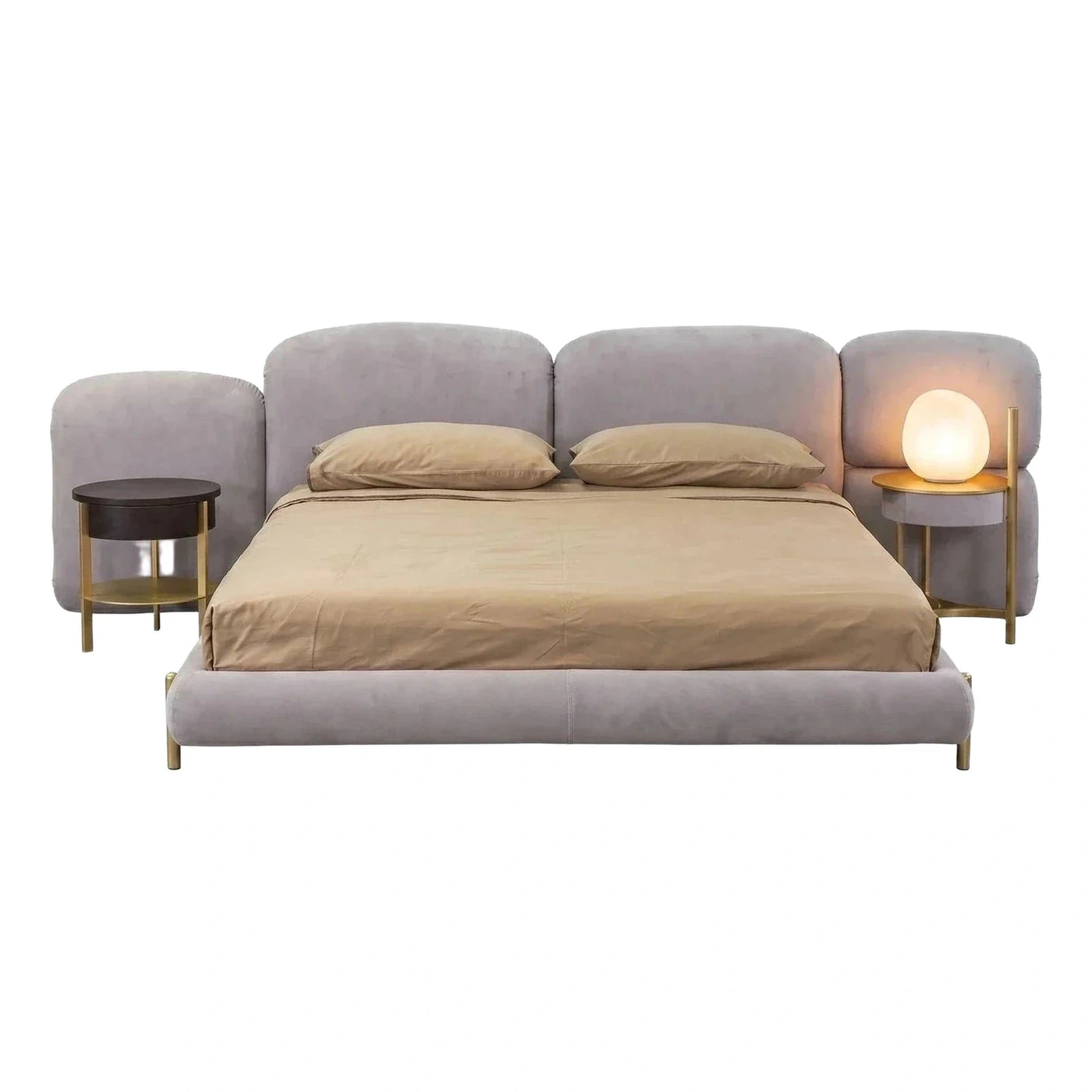 Modern Grey Upholstered Platform Bed Frame