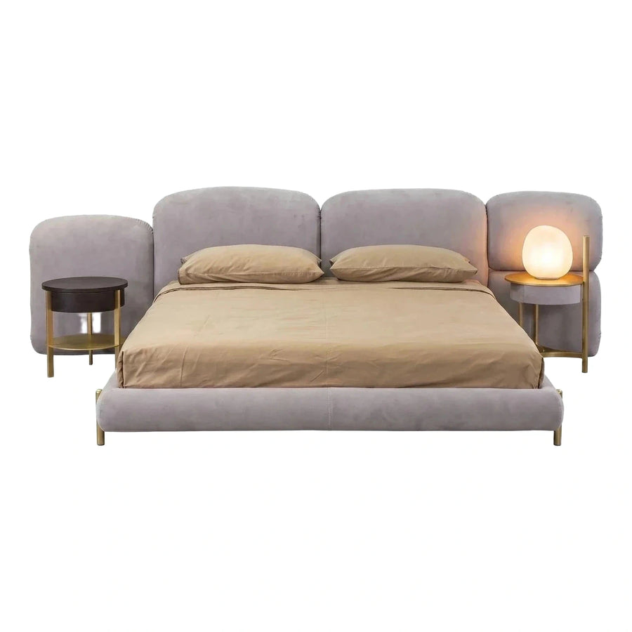 Modern Grey Upholstered Platform Bed Frame