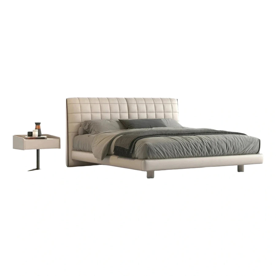 Modern Cream Tufted Upholstered Platform Bed