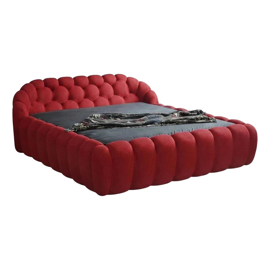 Modern Red Tufted Upholstered Platform Bed