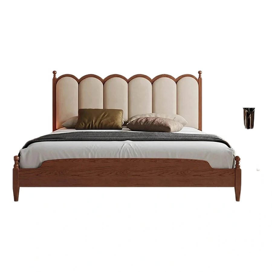 Scalloped Upholstered Wood Bed Frame with Nightstands