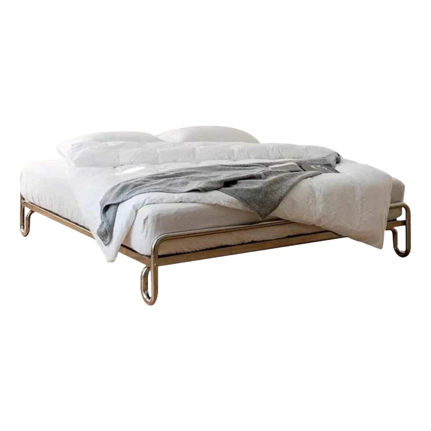 Modern Metal Platform Bed Frame with Curved Legs