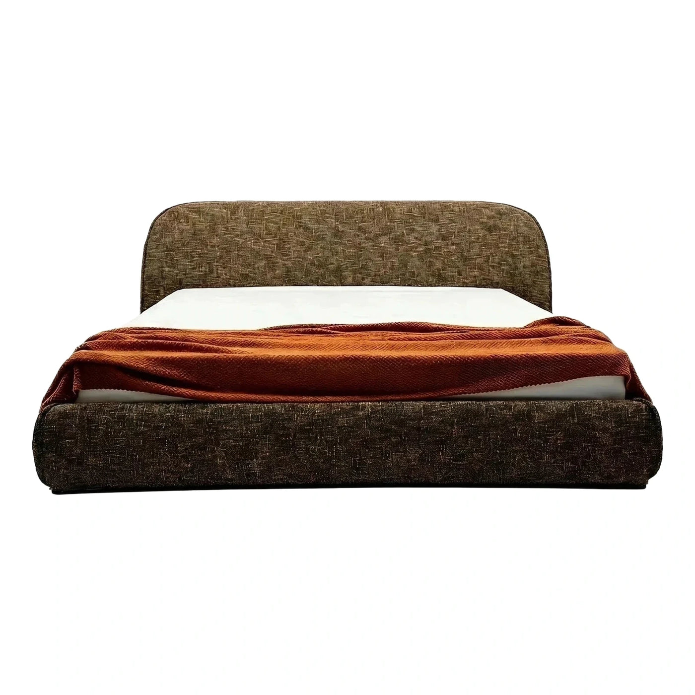 Modern Textured Fabric Upholstered Platform Bed Frame