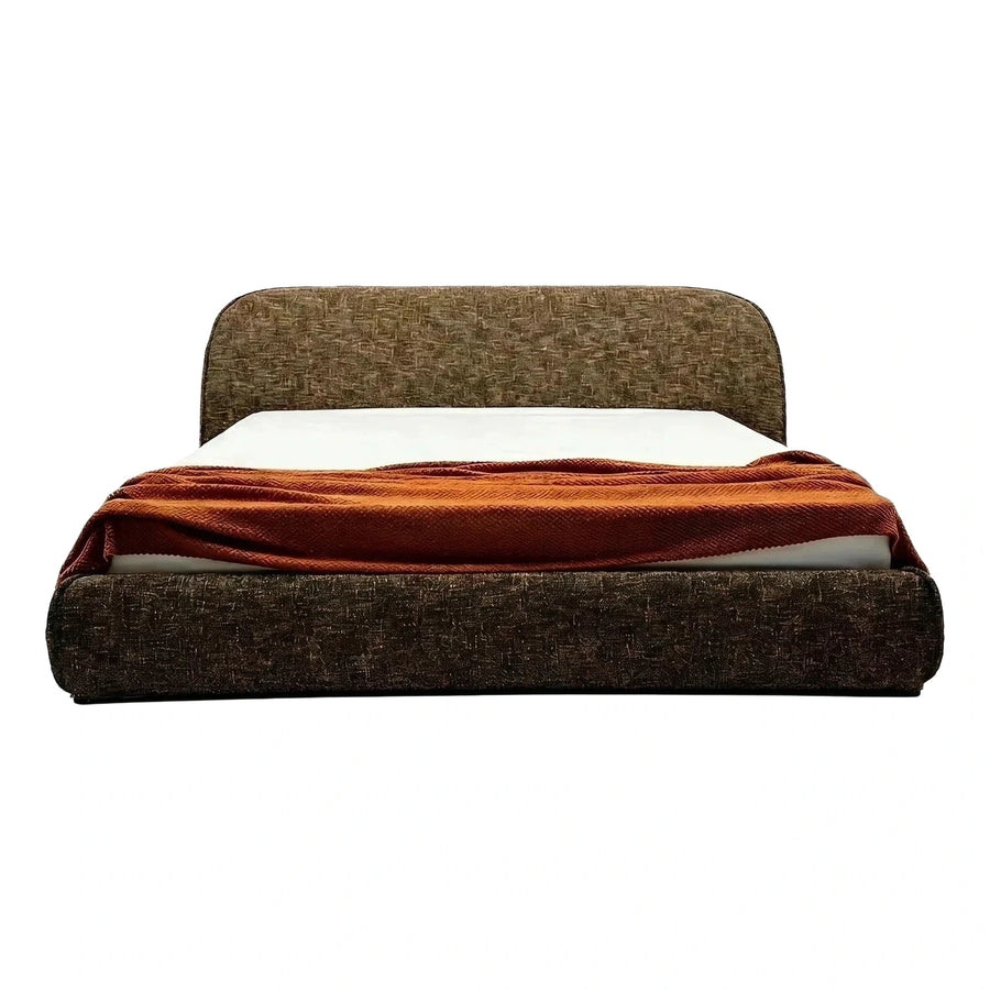 Modern Textured Fabric Upholstered Platform Bed Frame