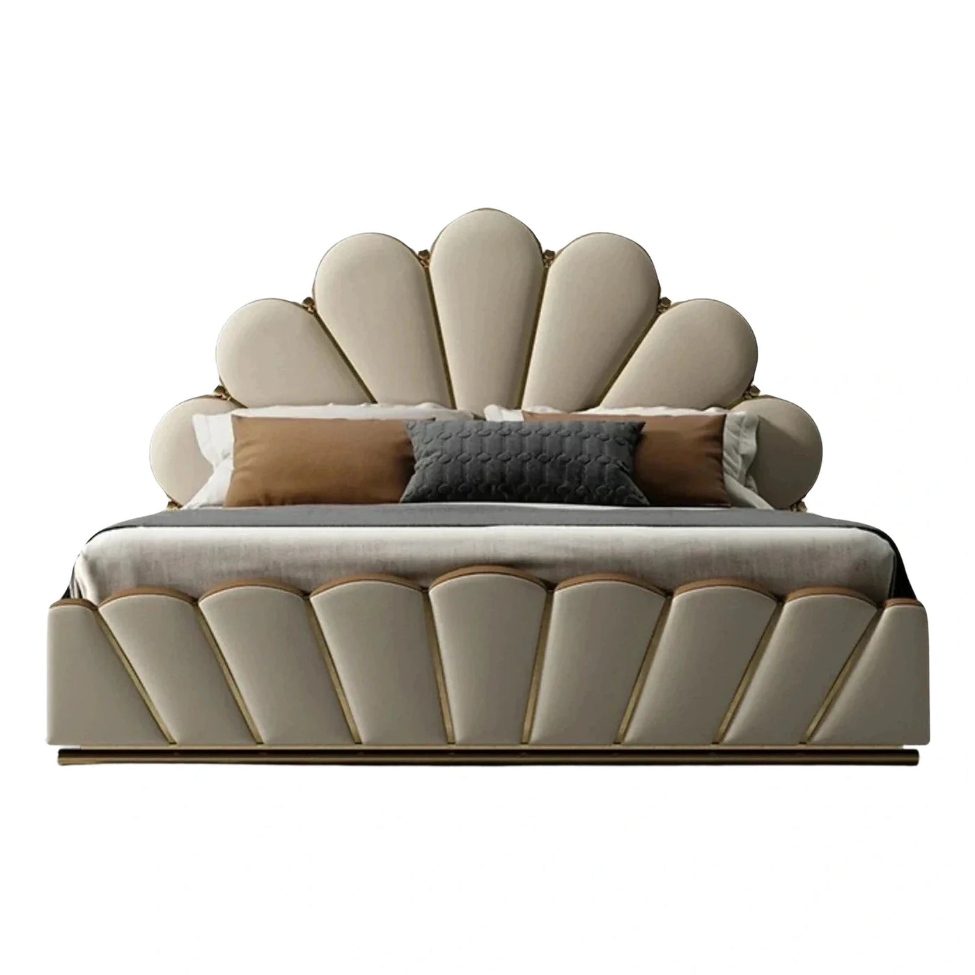 Cream Scalloped Shell Bed with Gold Trim
