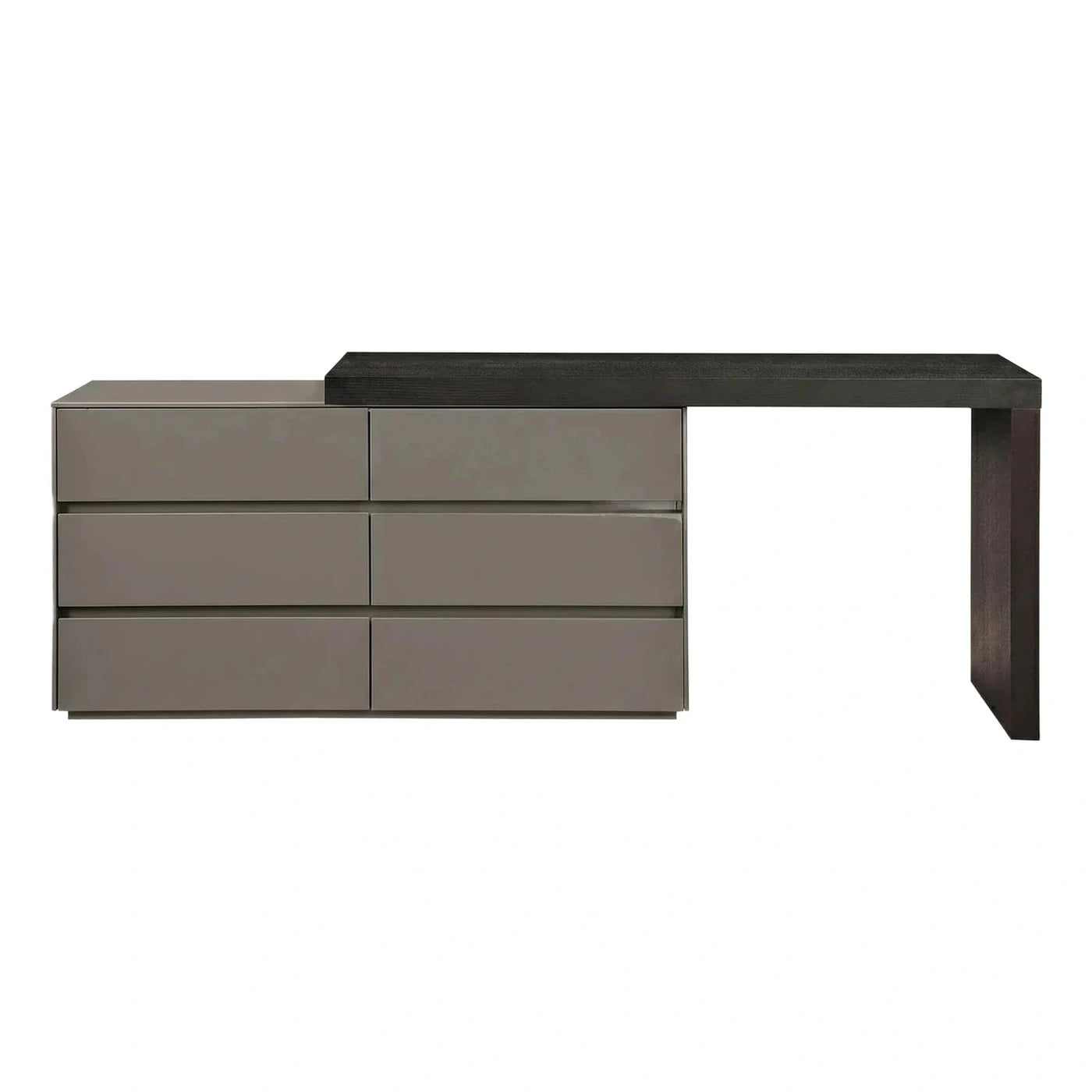 Modern Two-Tone Desk with Six Drawers