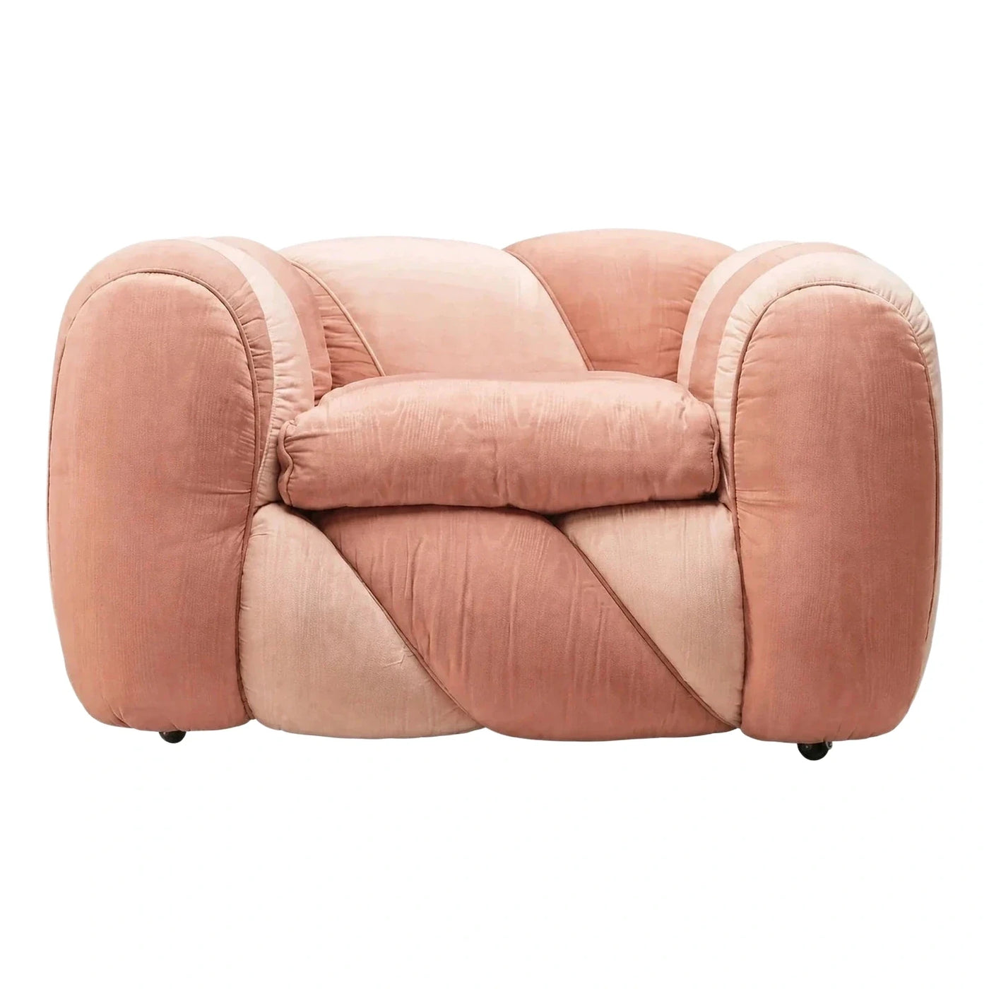 Plush Blush Pink Velvet Tub Armchair